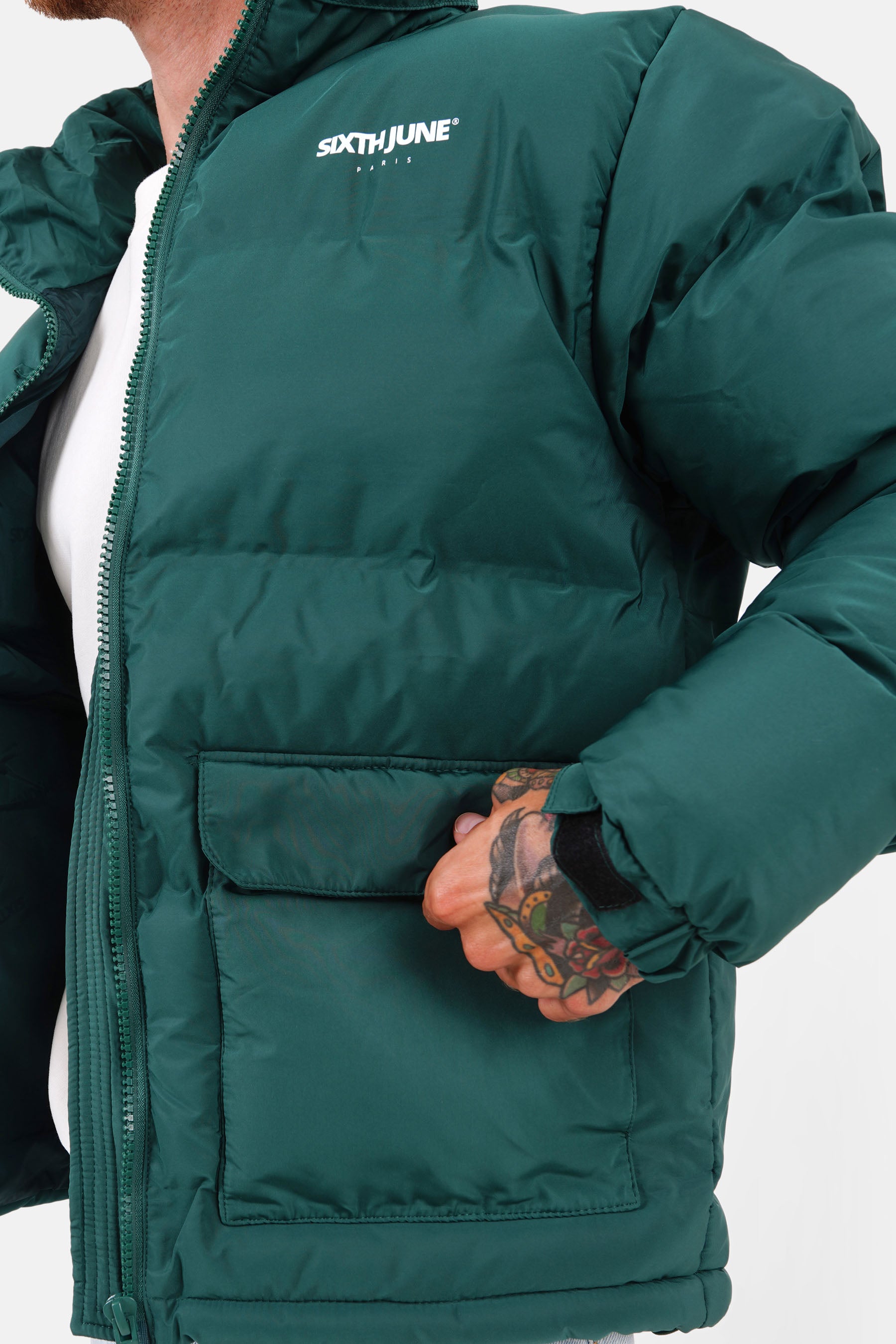 Padded logo down jacket Green