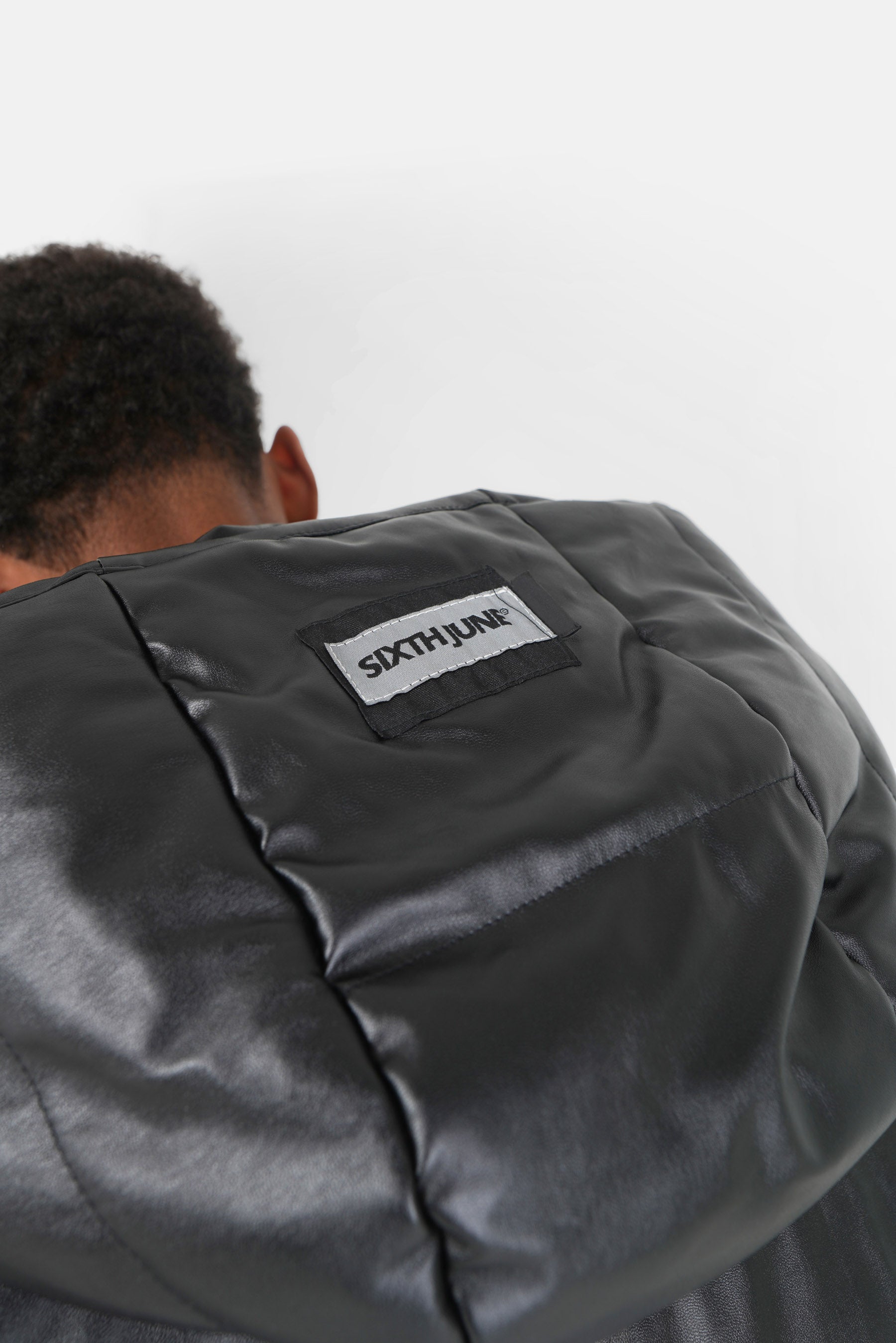 Doudoune simili cuir Noir