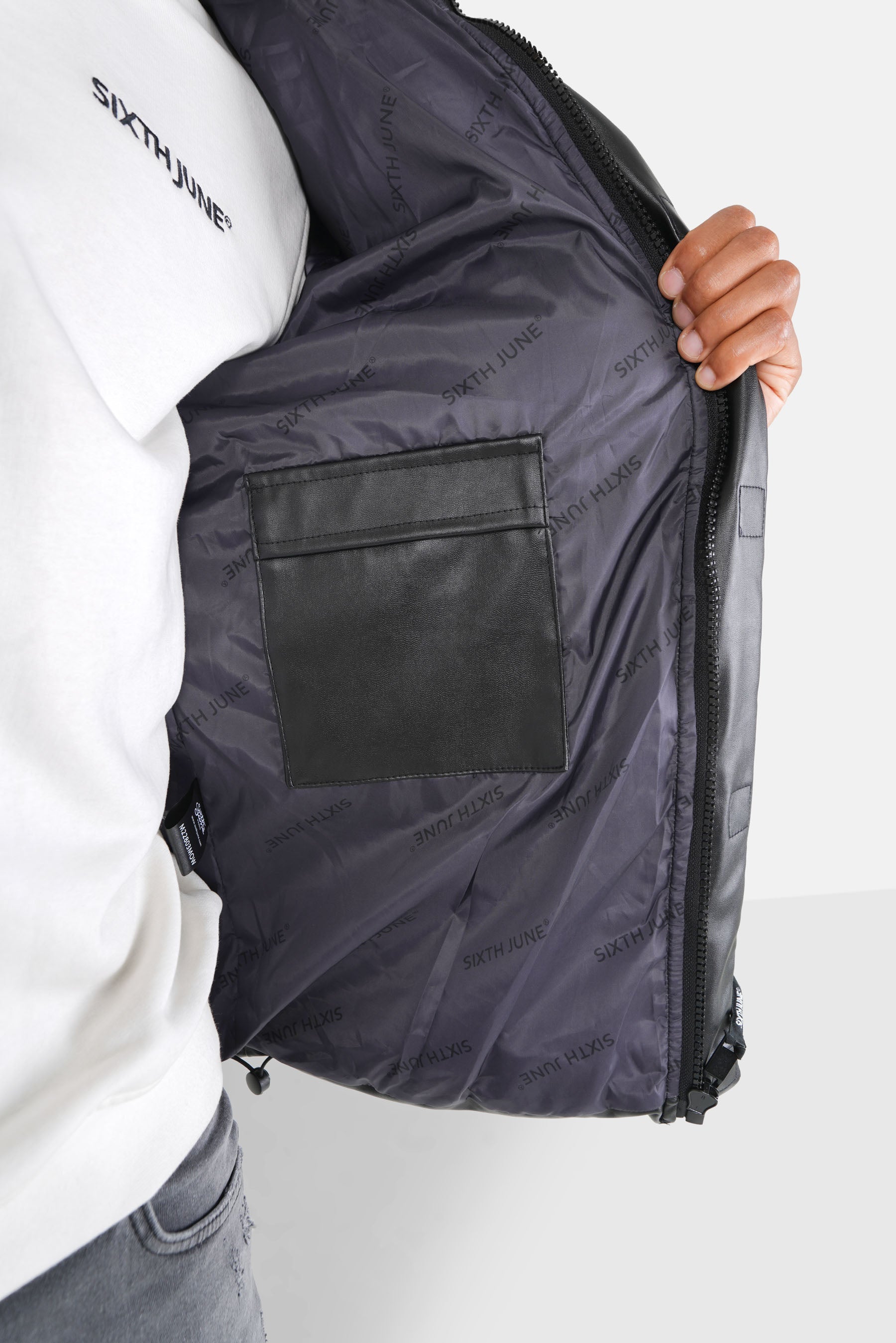 Doudoune simili cuir Noir