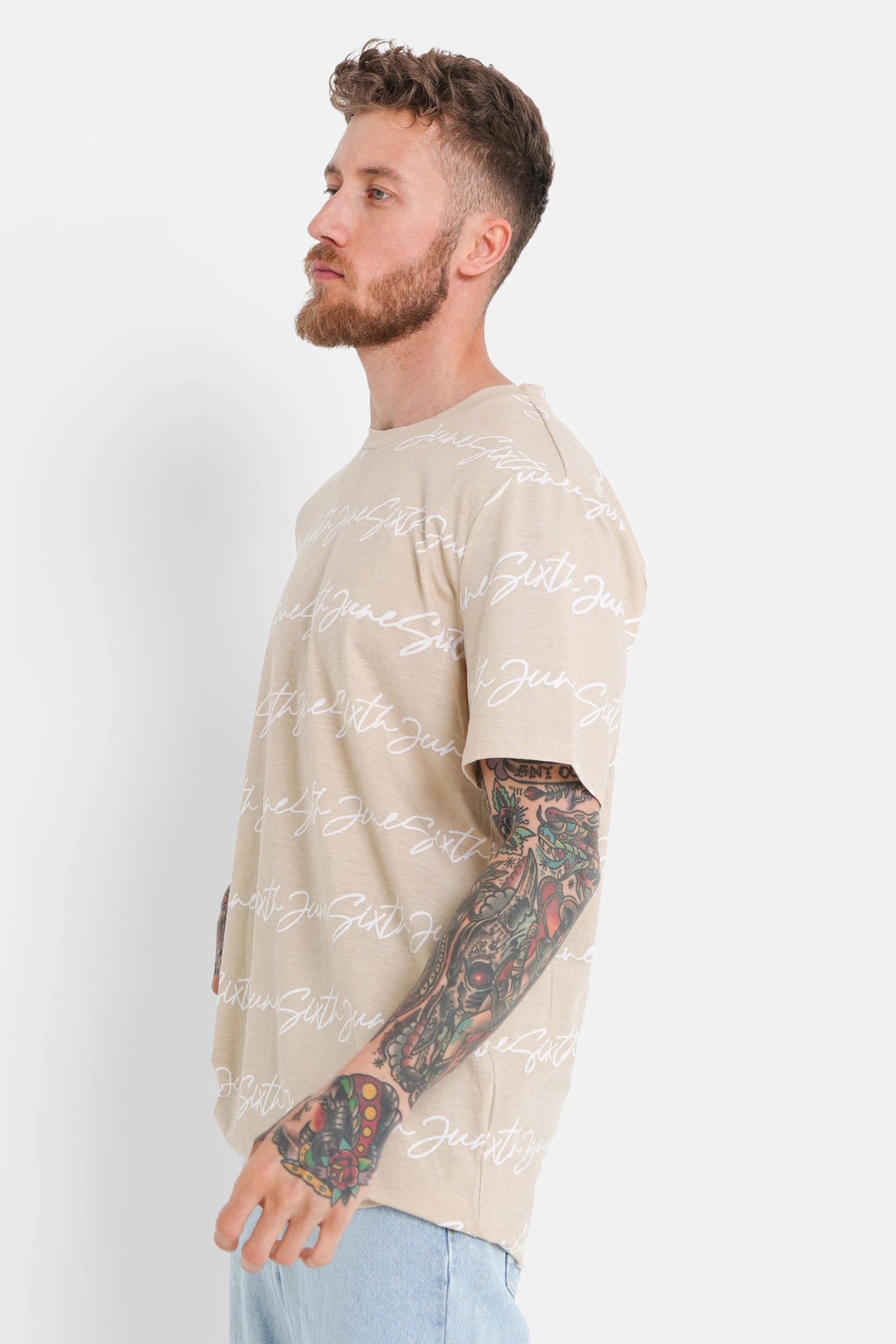 T-shirt logo signature Beige
