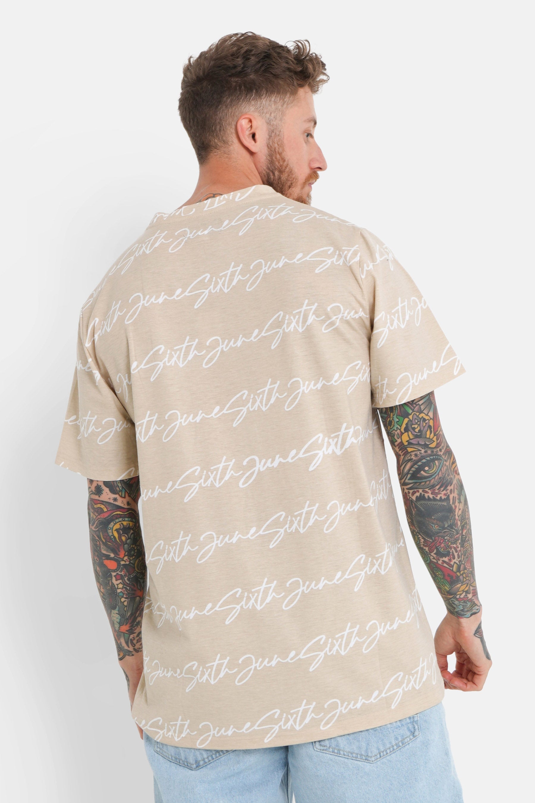 T-shirt logo signature Beige