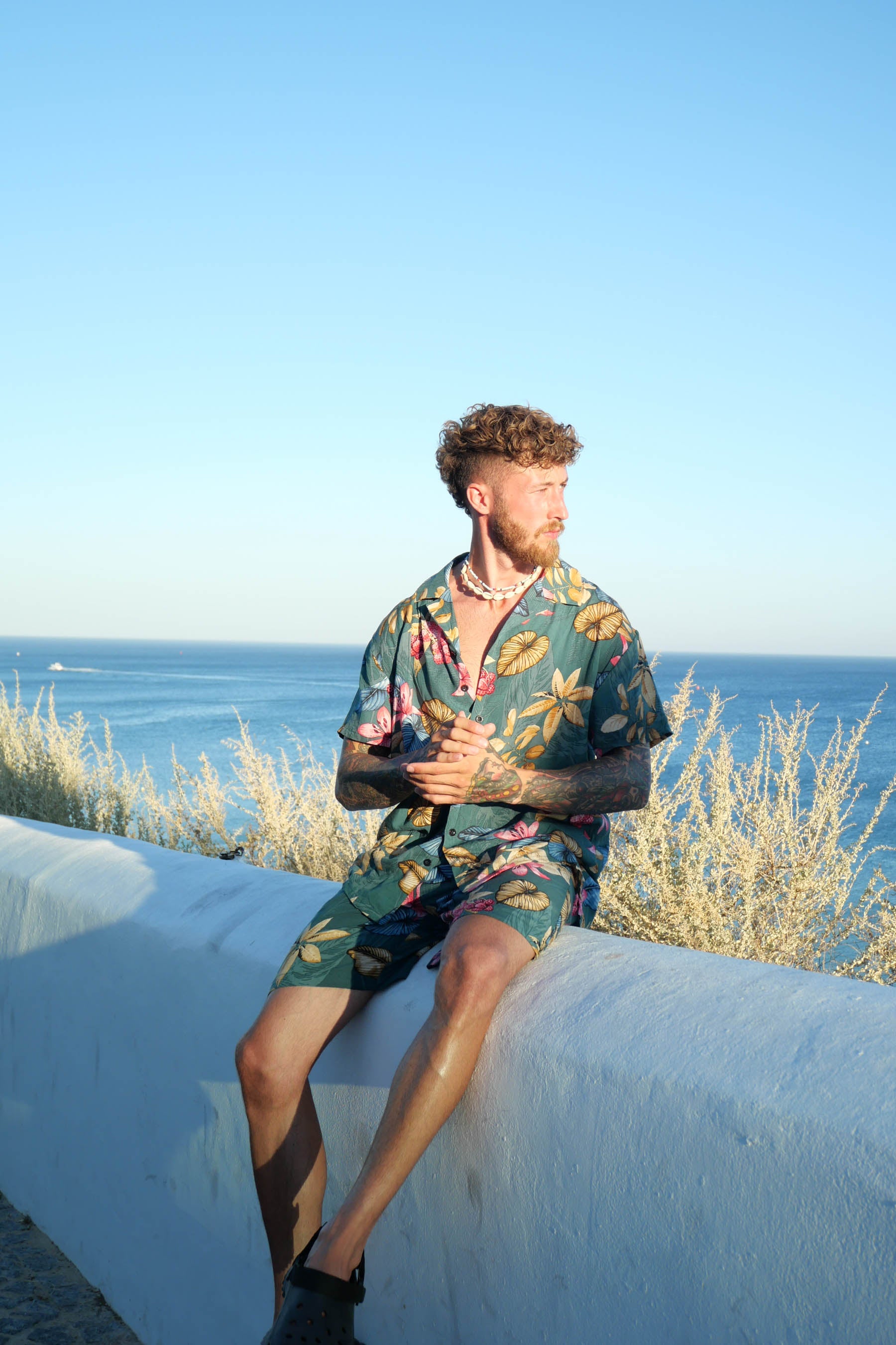 Flowered fluid shirt Green