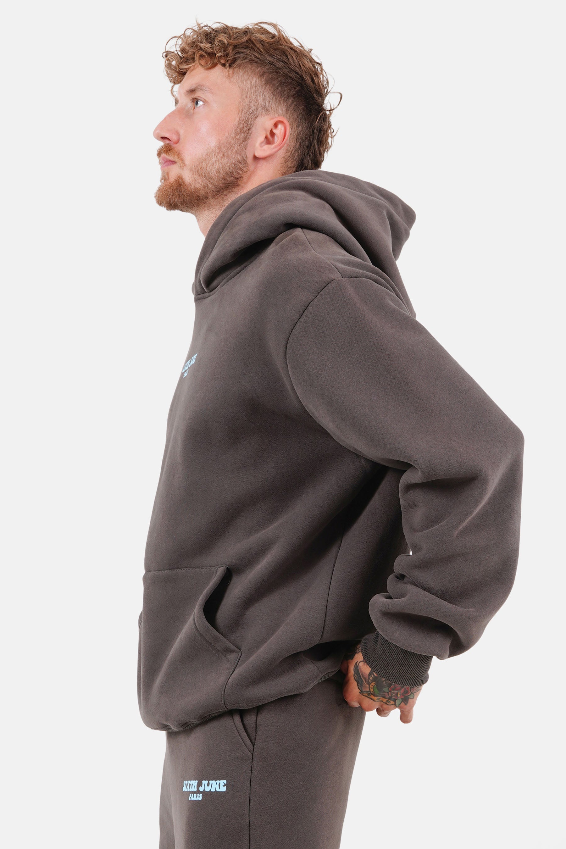 Retro print hoodie Dark grey