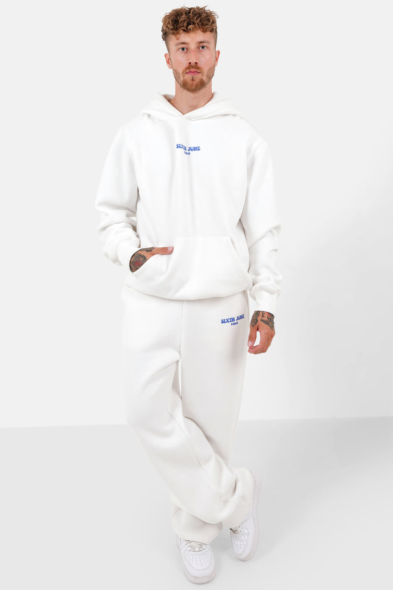 Sweatshirt capuche print rétro Blanc