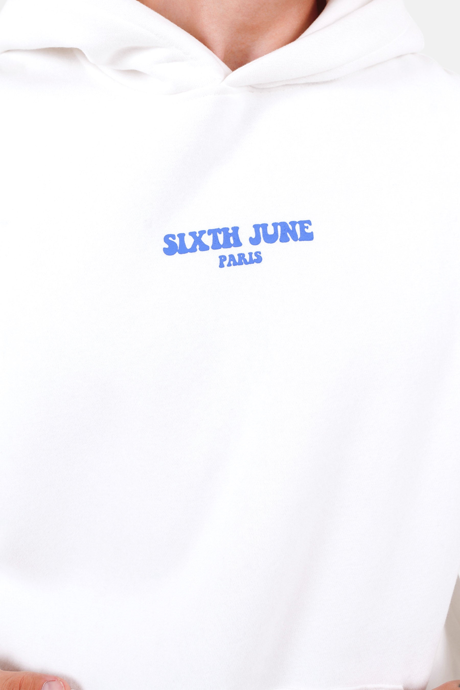 Kapuzensweatshirt mit Retro-Print in Weiß