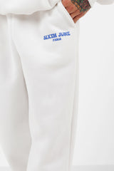 Jogginghose aus Fleece mit Retro-Print Weiß