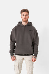 Embroidered quote fleece sweatshirt Grey