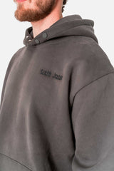 Embroidered quote fleece sweatshirt Grey