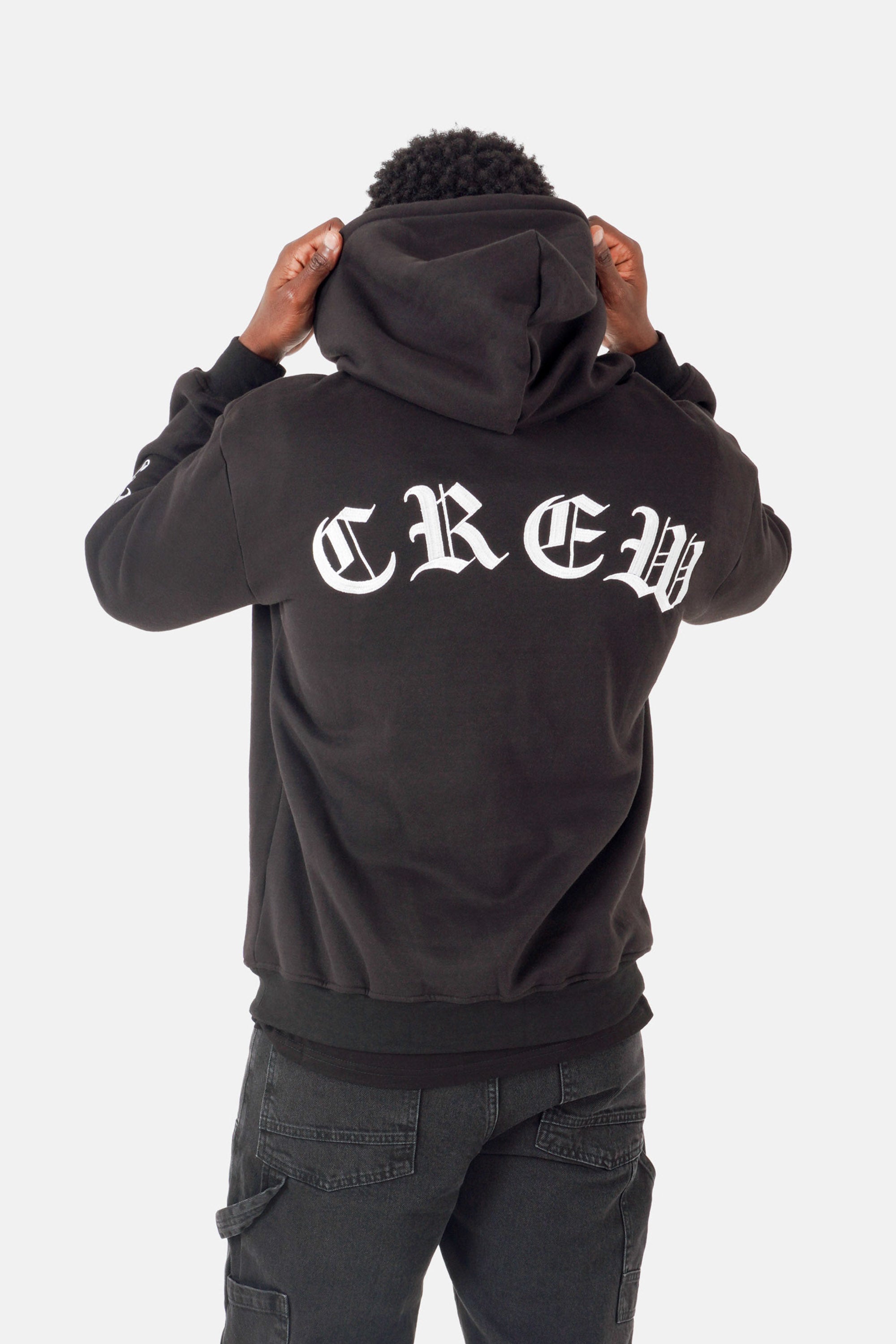 Sweatshirt capuche crew molletonné Noir