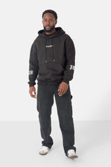 Fleece-Sweatshirt mit Rundhalsausschnitt in Schwarz