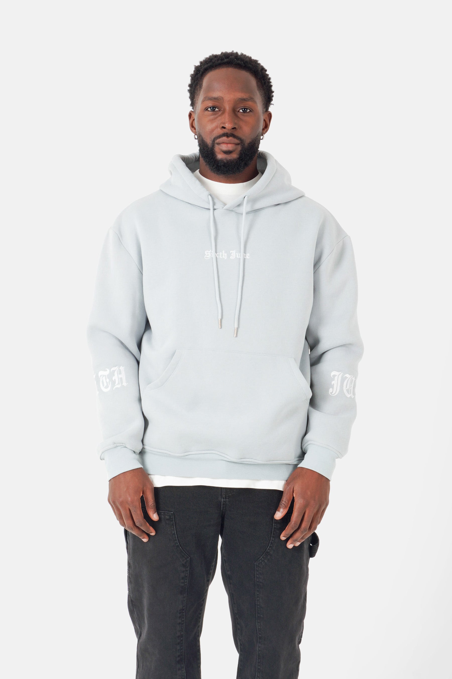 Sweatshirt capuche crew molletonné Bleu clair