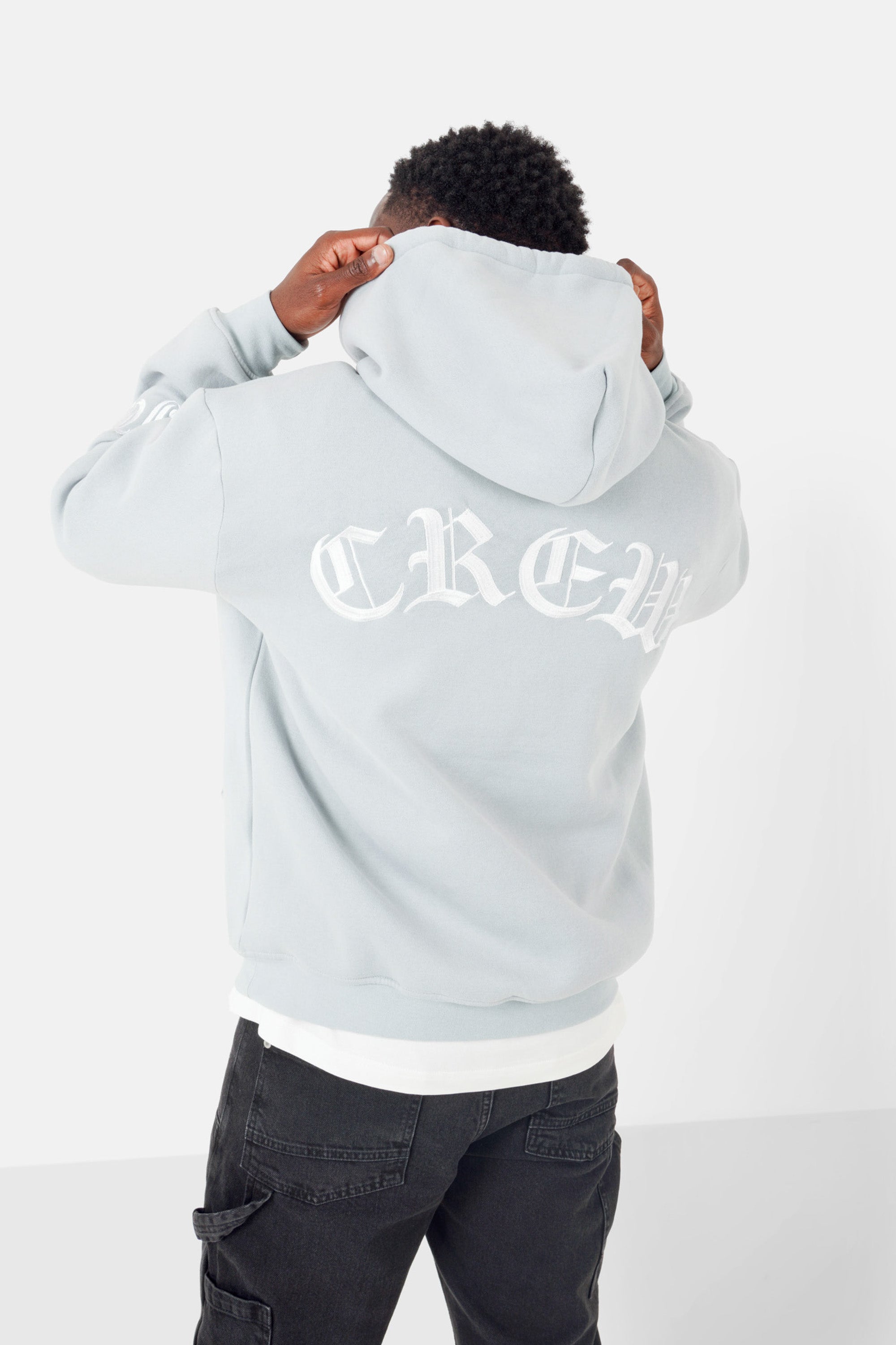 Sweatshirt capuche crew molletonné Bleu clair