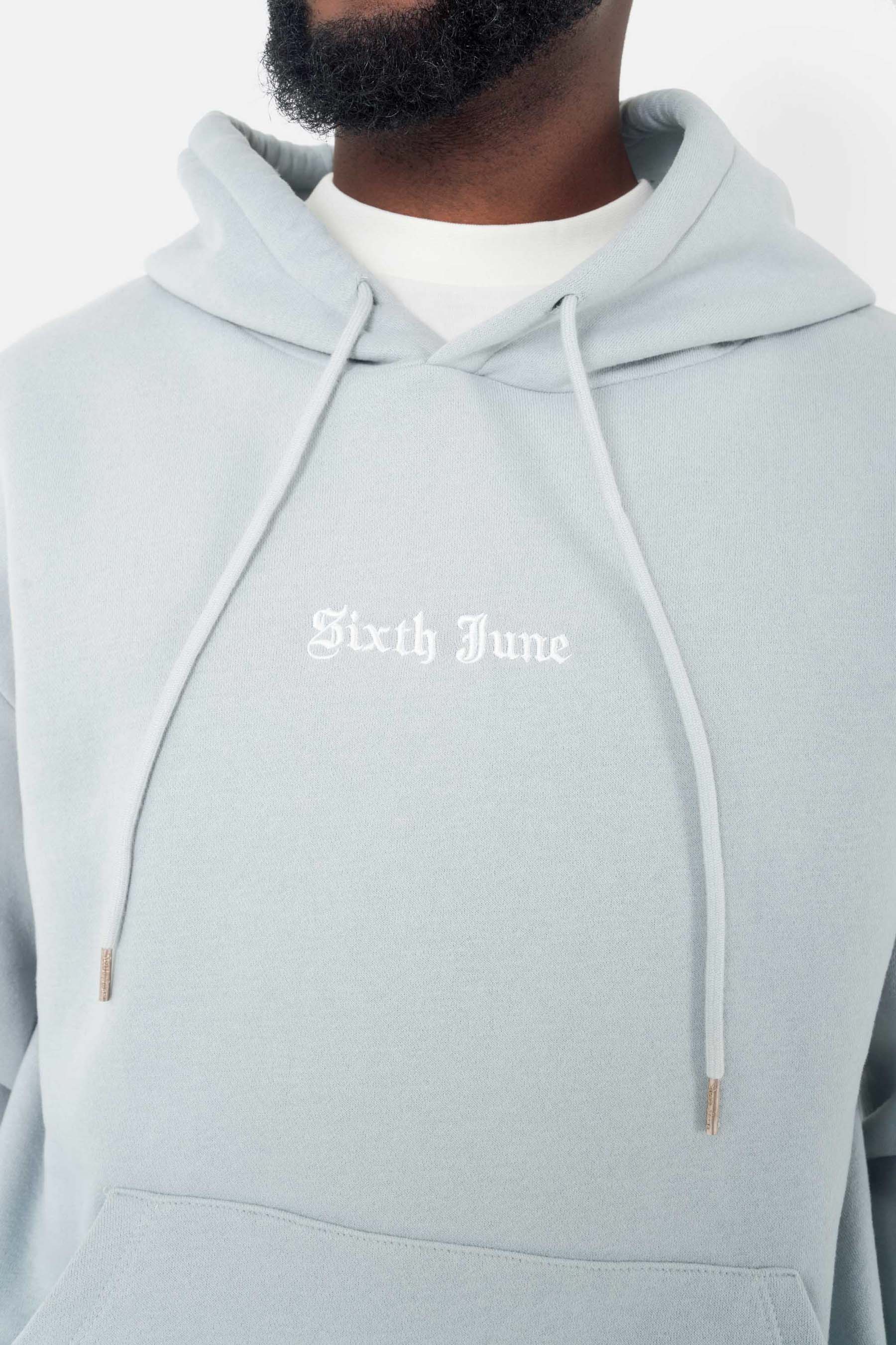 Sweatshirt capuche crew molletonné Bleu clair