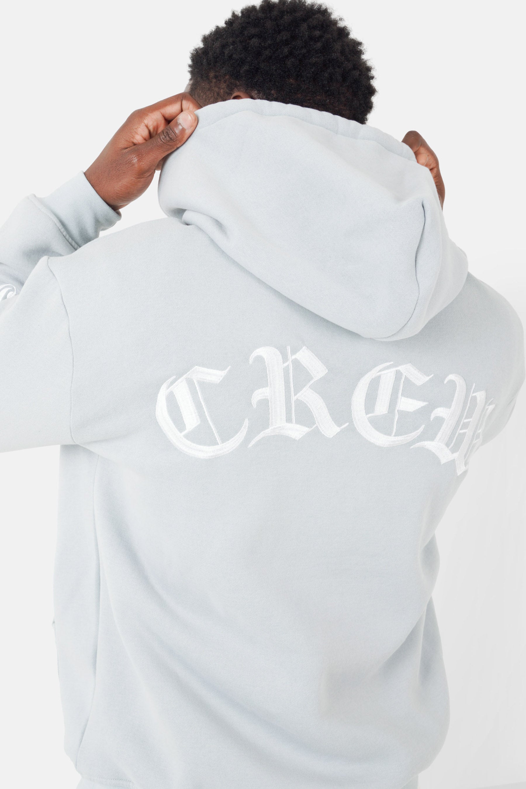 Sweatshirt capuche crew molletonné Bleu clair
