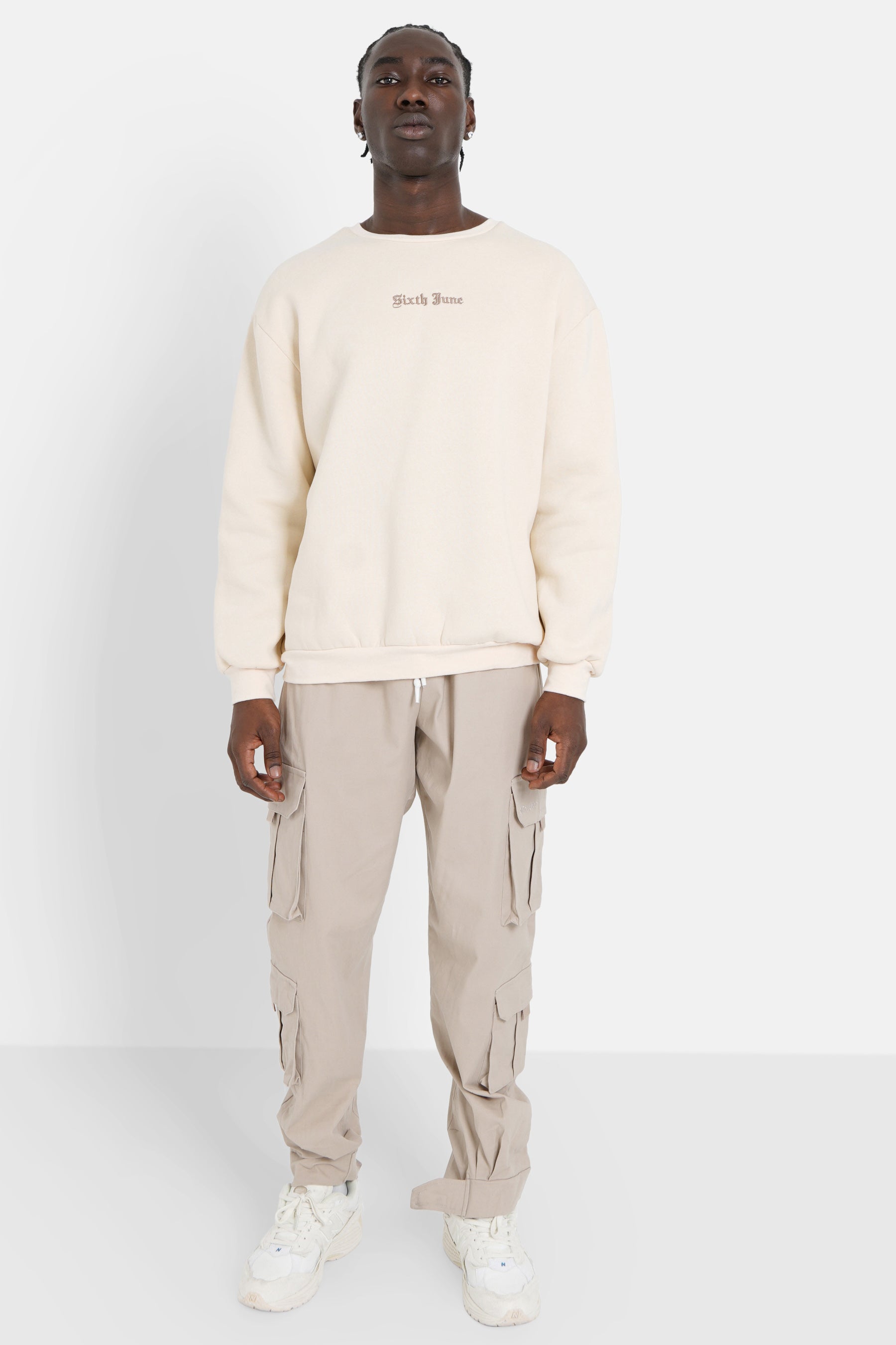 Sweatshirt broderies crew Beige