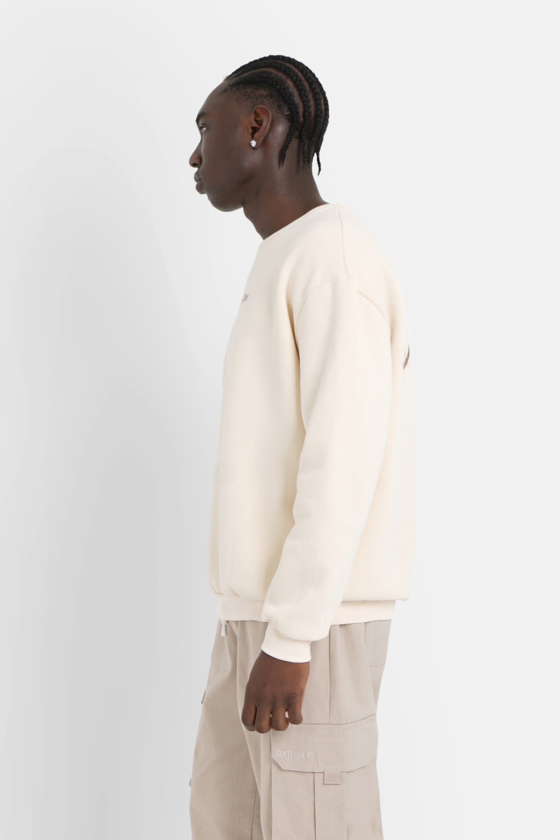 Sweatshirt broderies crew Beige
