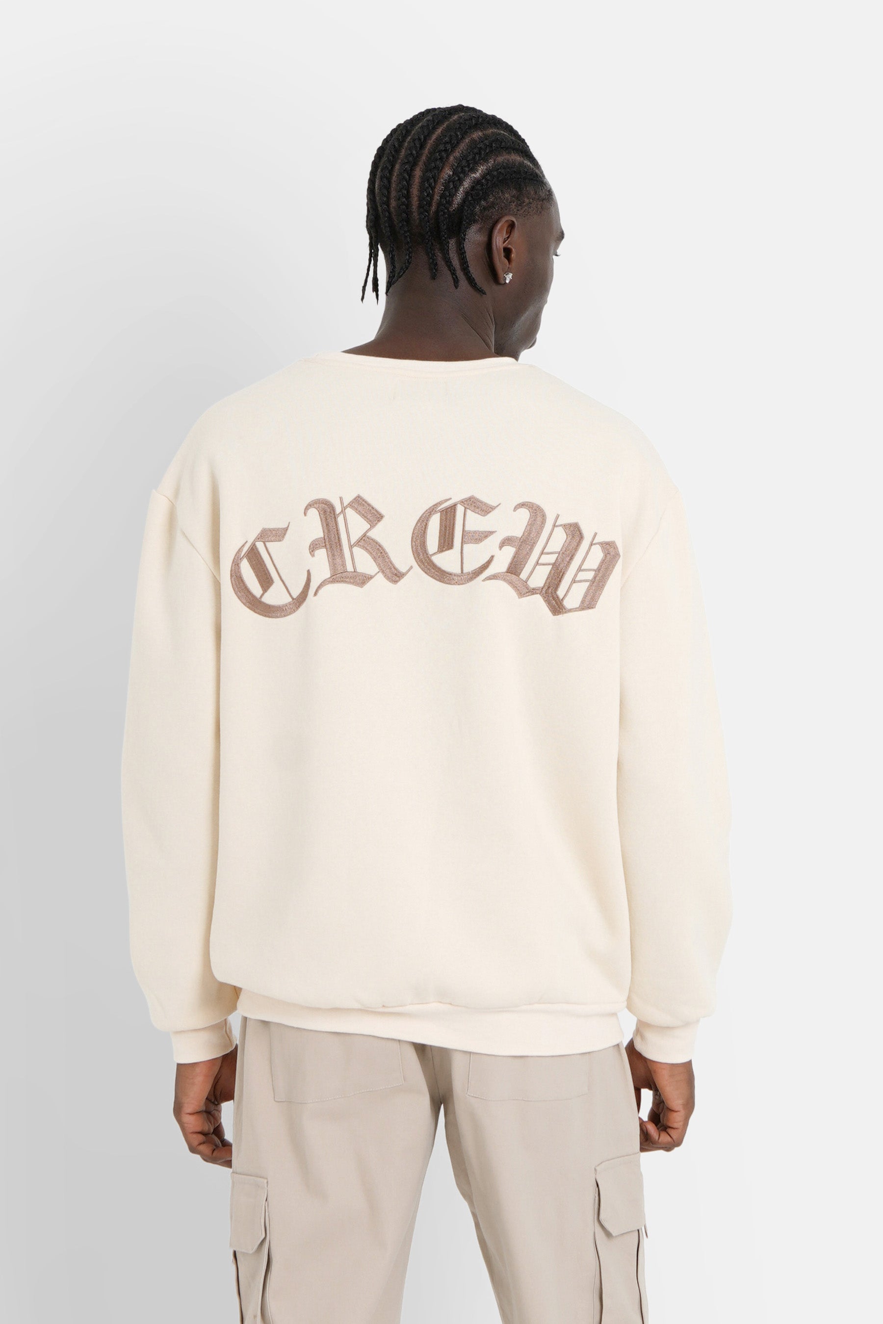 Sweatshirt broderies crew Beige