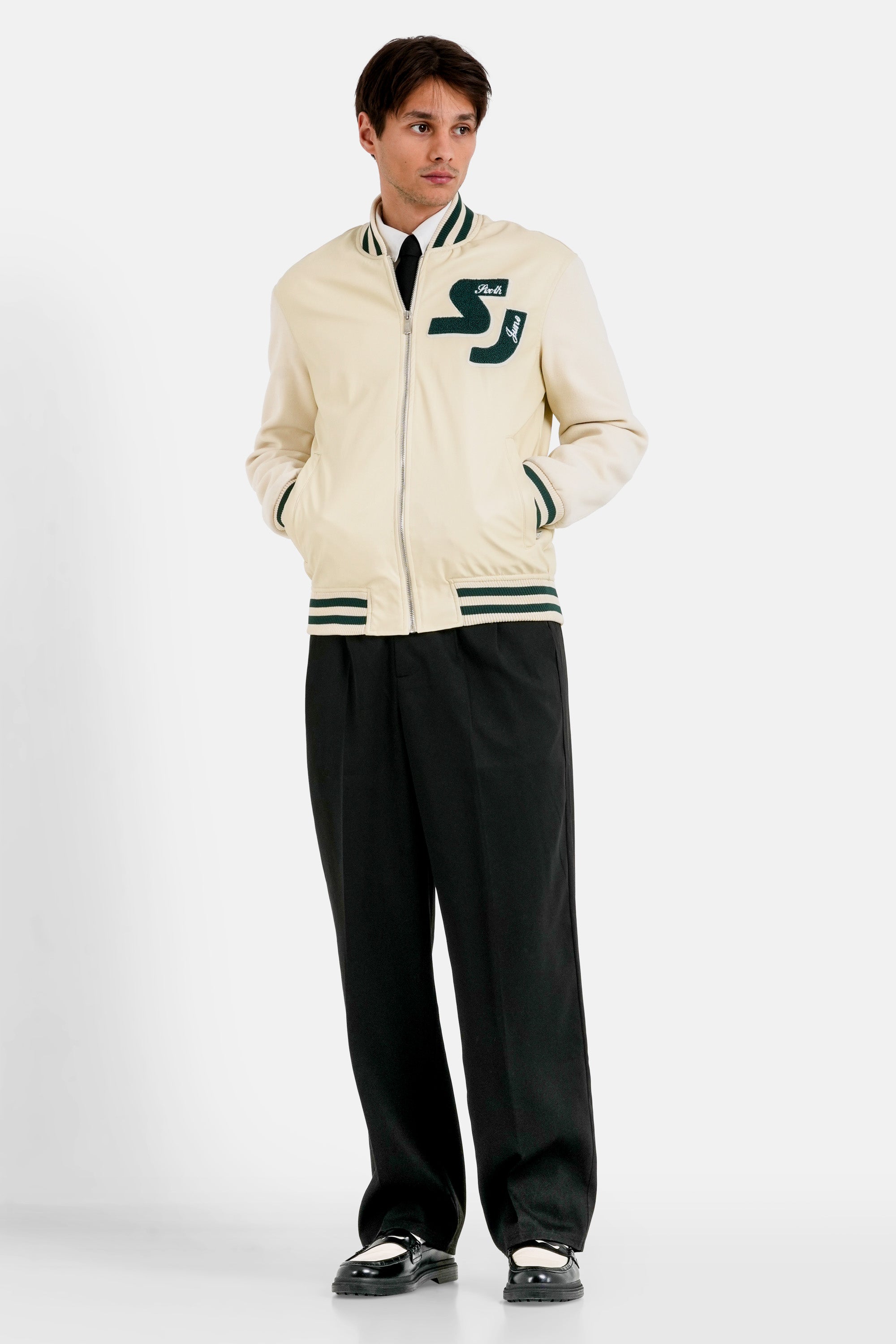 Veste teddy bi-matière Beige