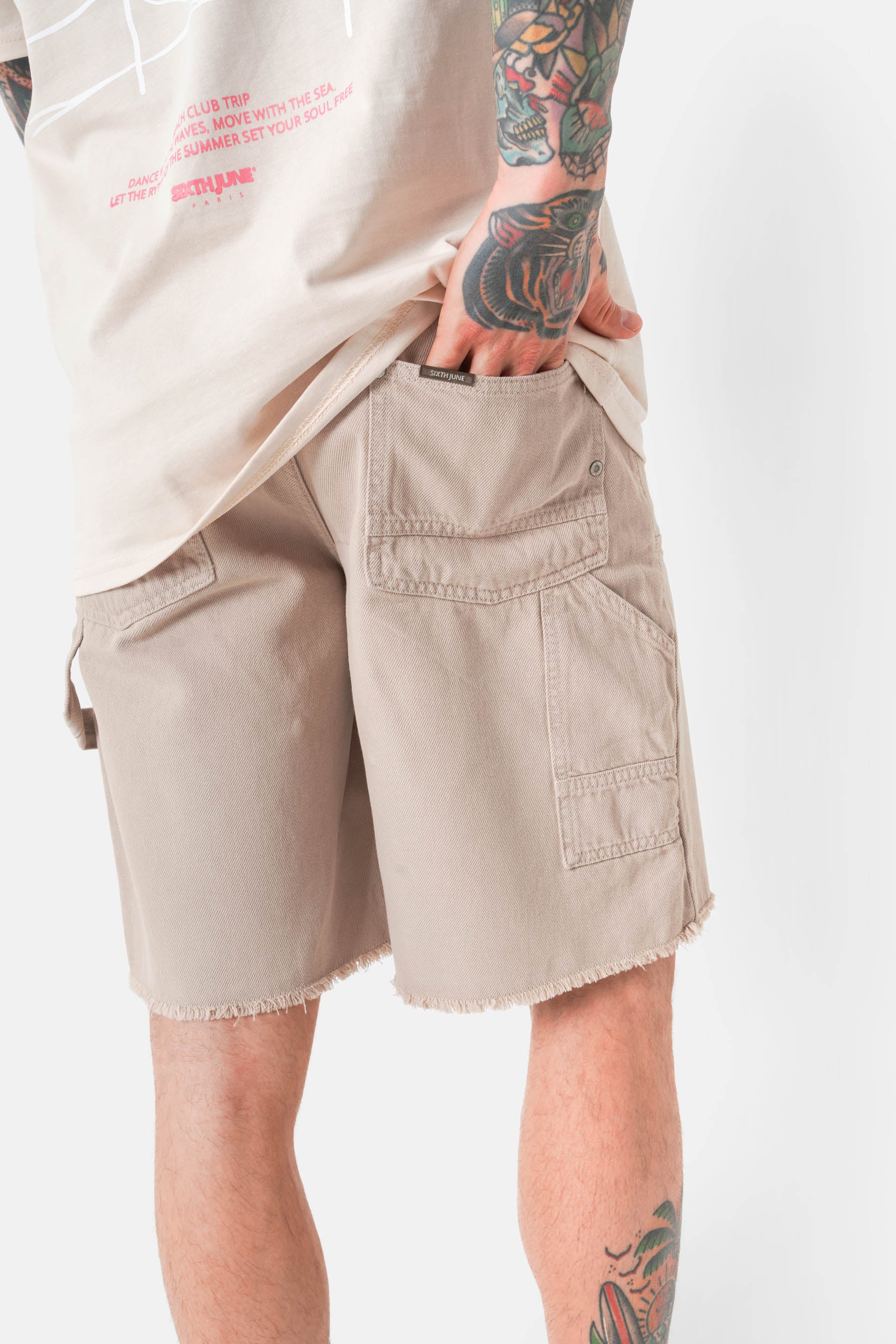 Carpenter denim shorts Beige 