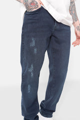 Scratched regular jeans dark Blue