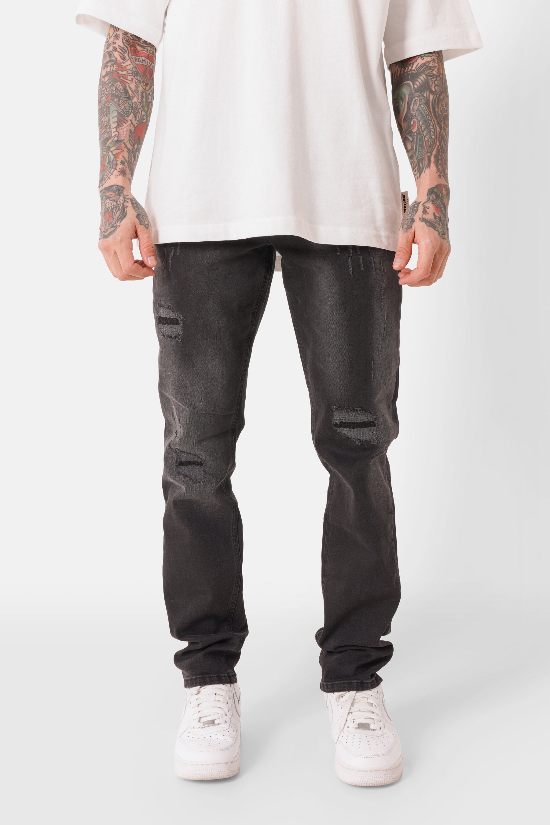 Jean slim patch genou Noir