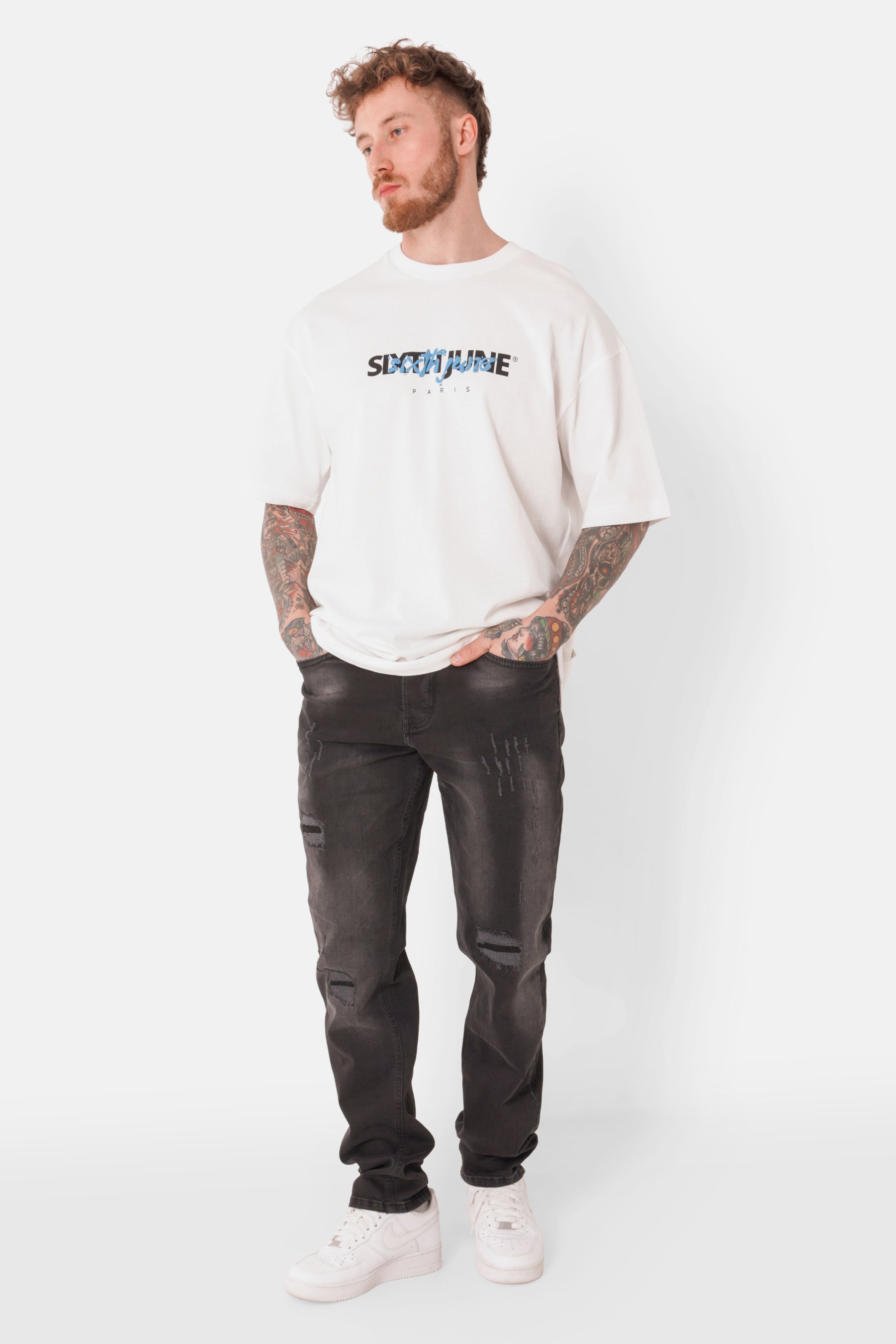 Jean slim patch genou Noir