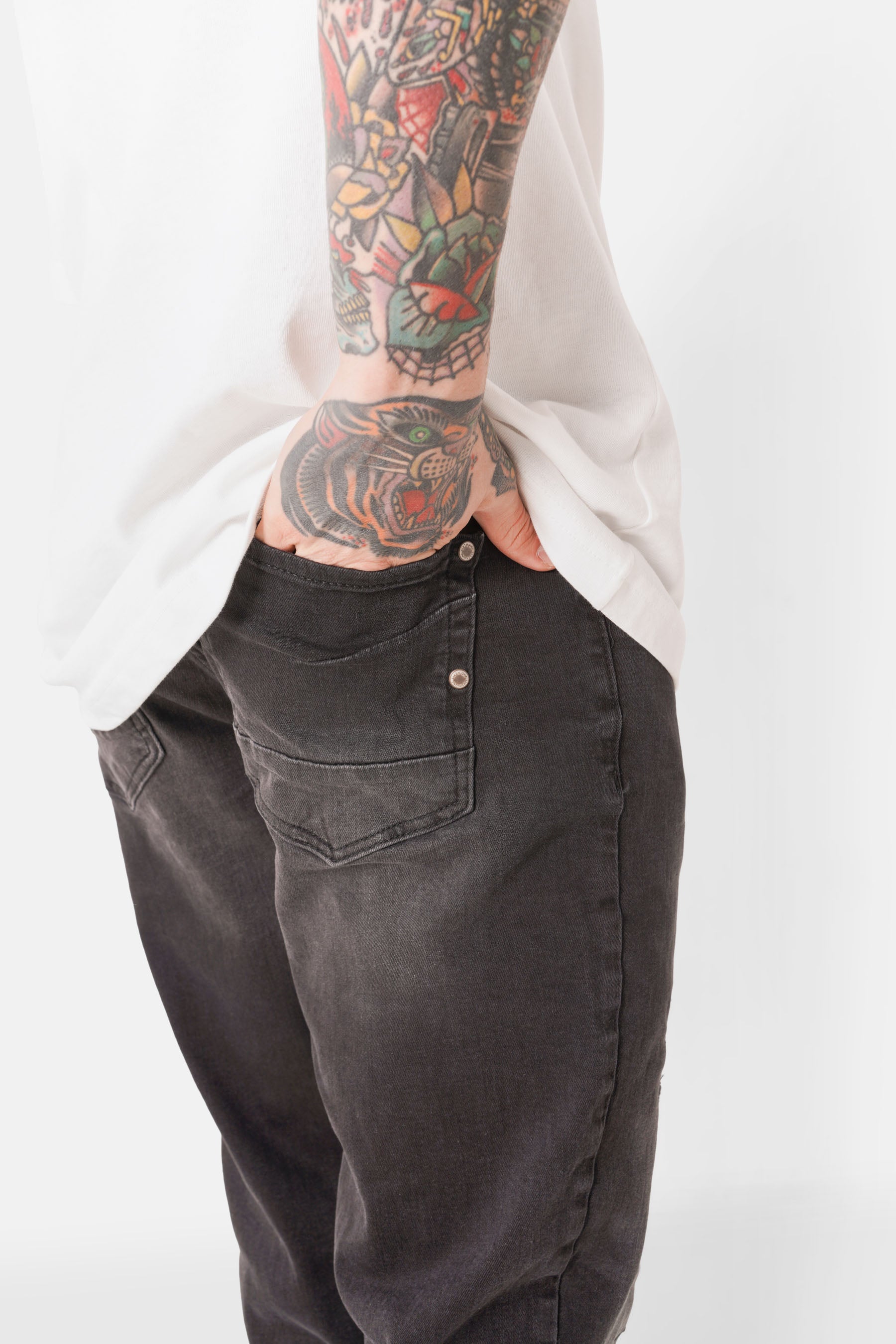 Jean slim patch genou Noir