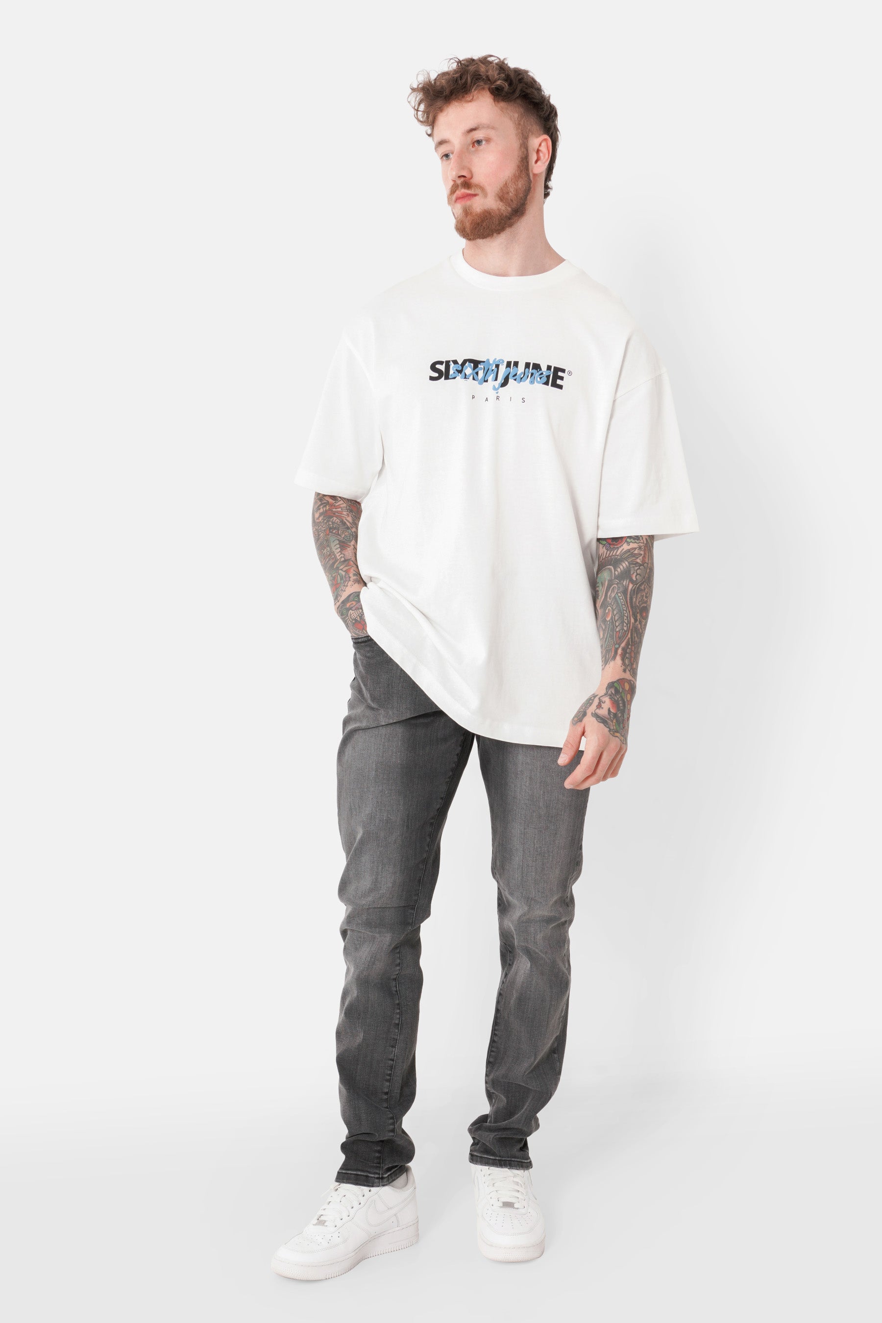 Washed slim jeans dark Grey