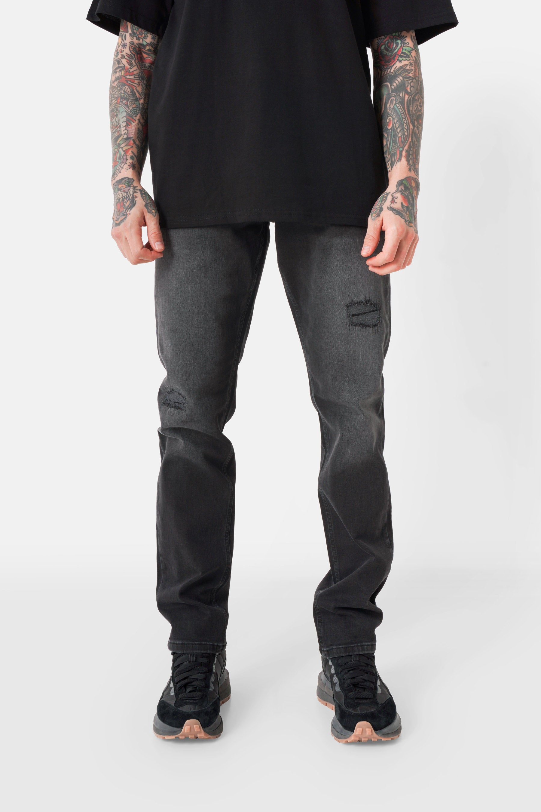 Jean regular délavé Noir