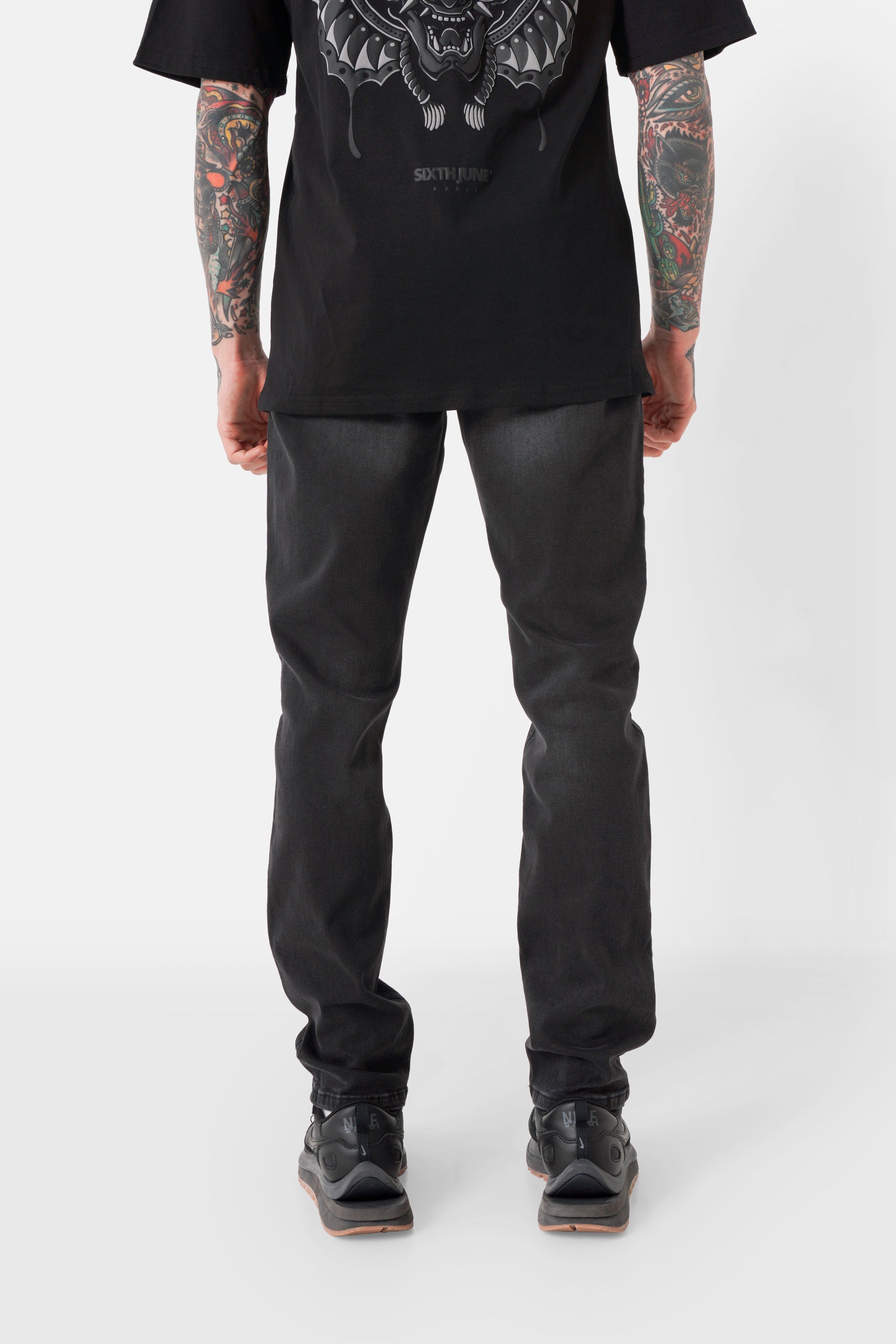 Jean regular délavé Noir