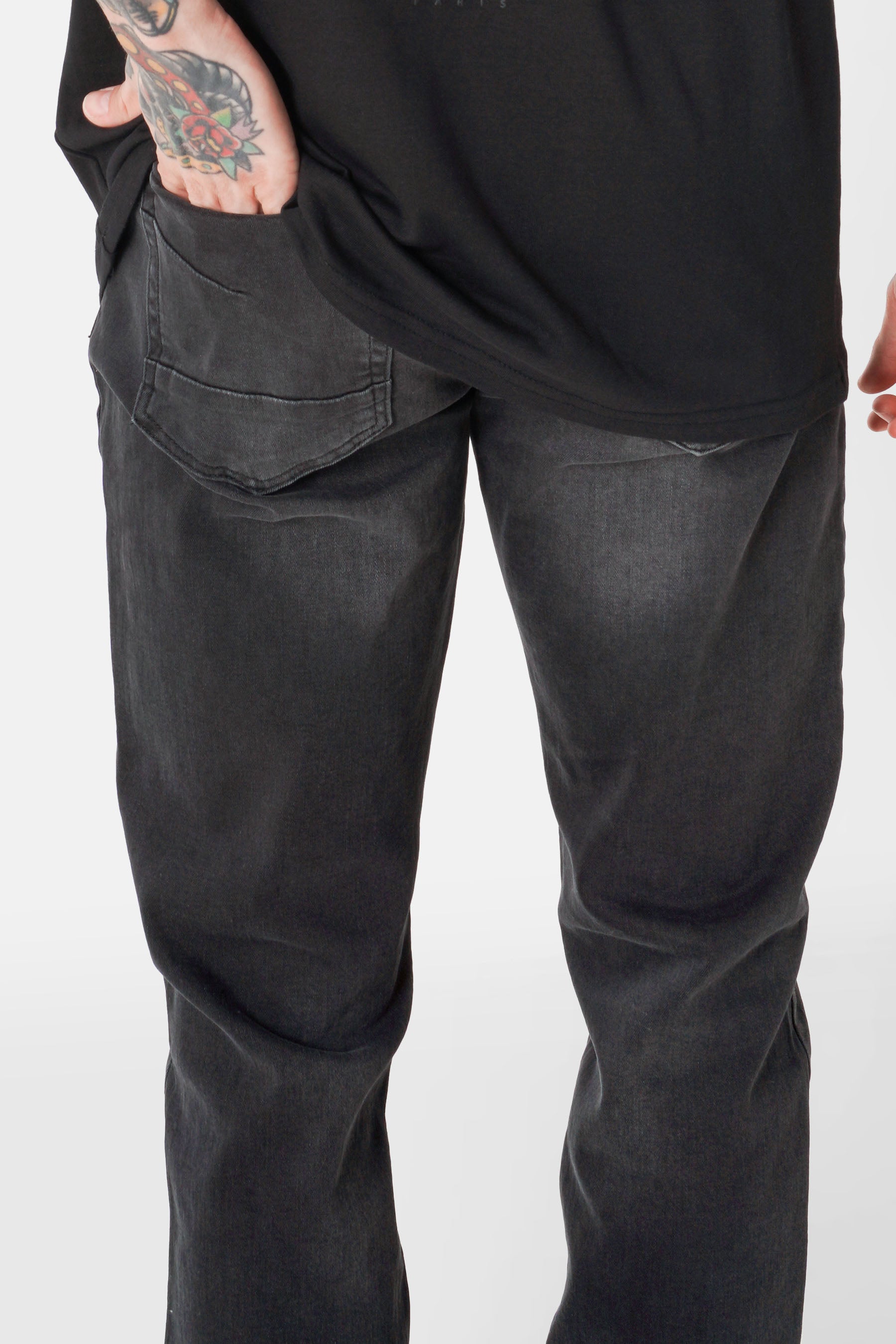 Jean regular délavé Noir