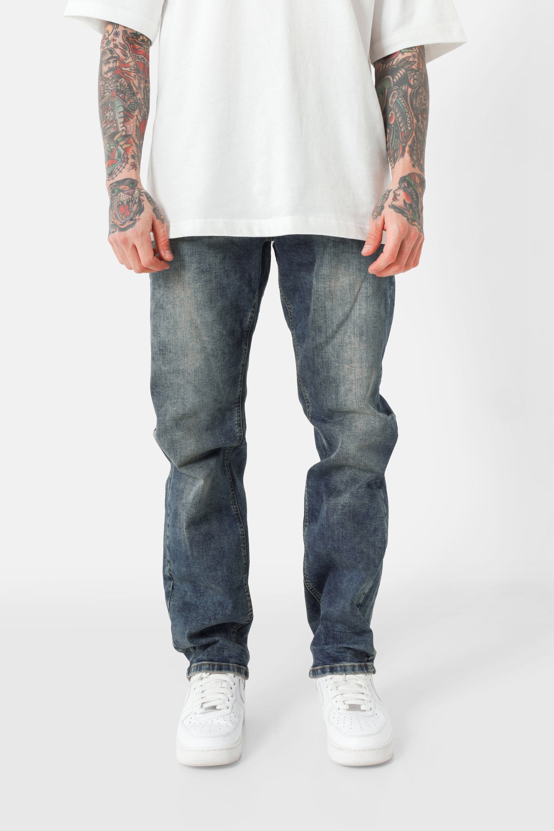 Jean délavé regular Bleu foncé