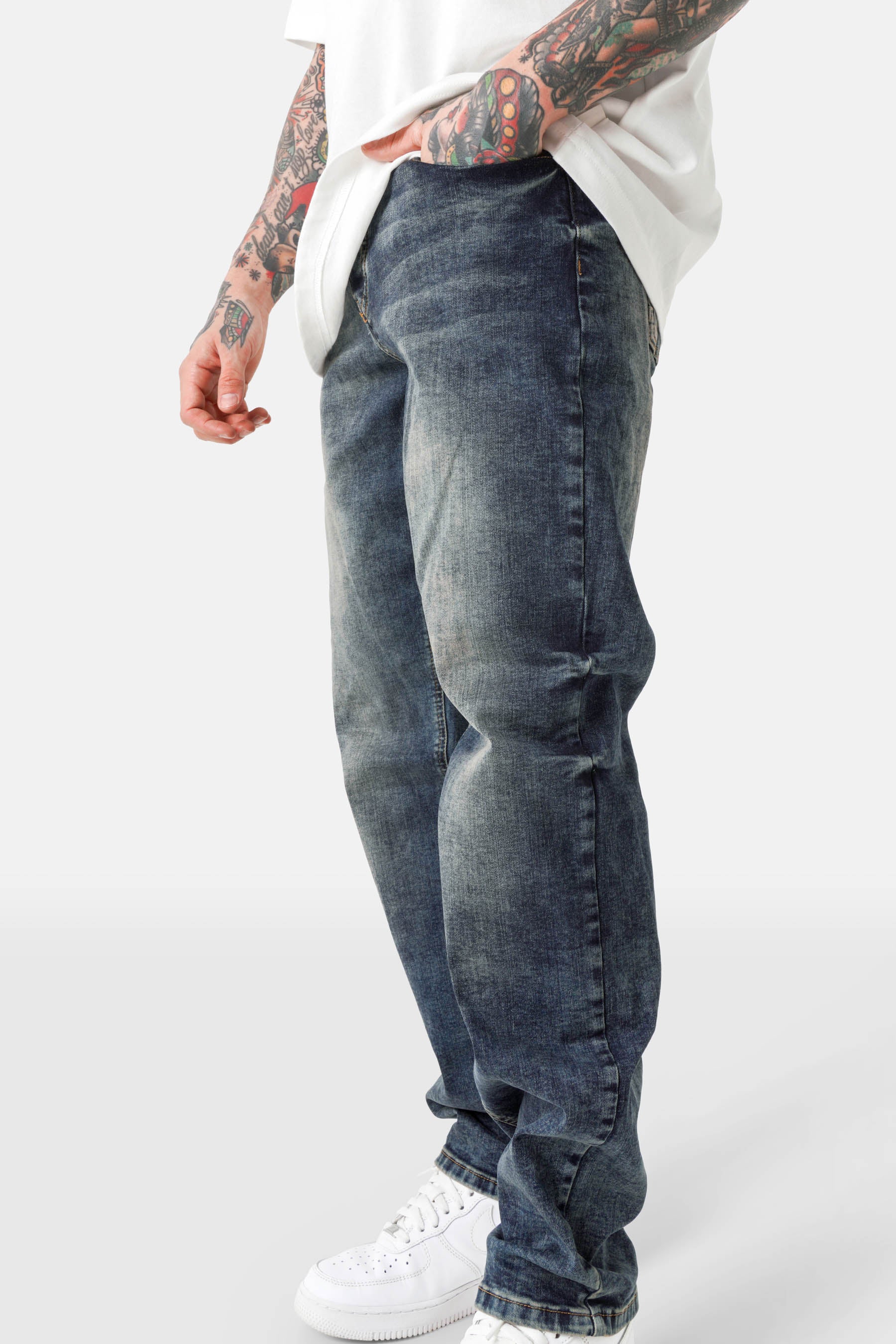 Jean délavé regular Bleu foncé