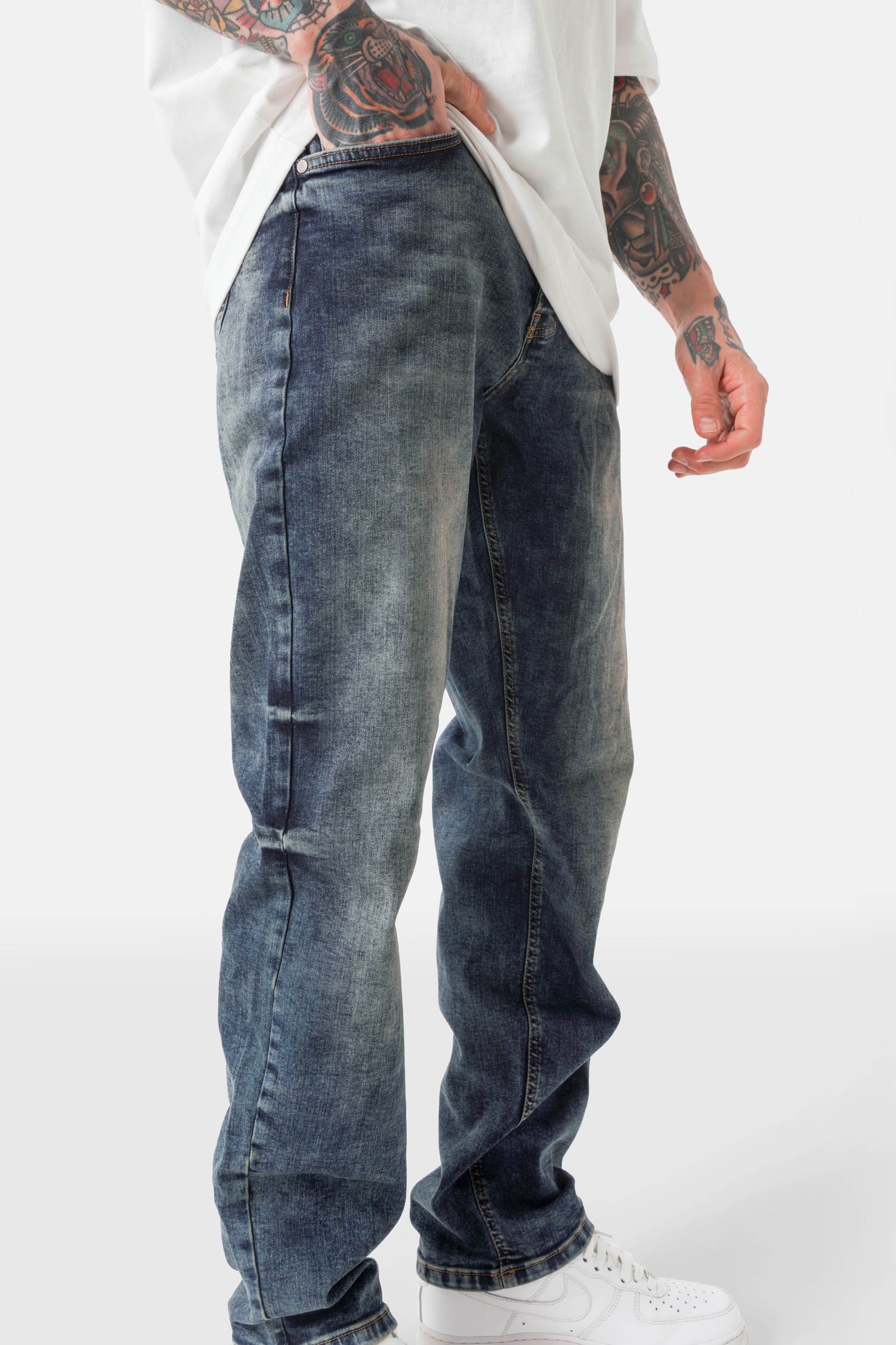 Jean délavé regular Bleu foncé