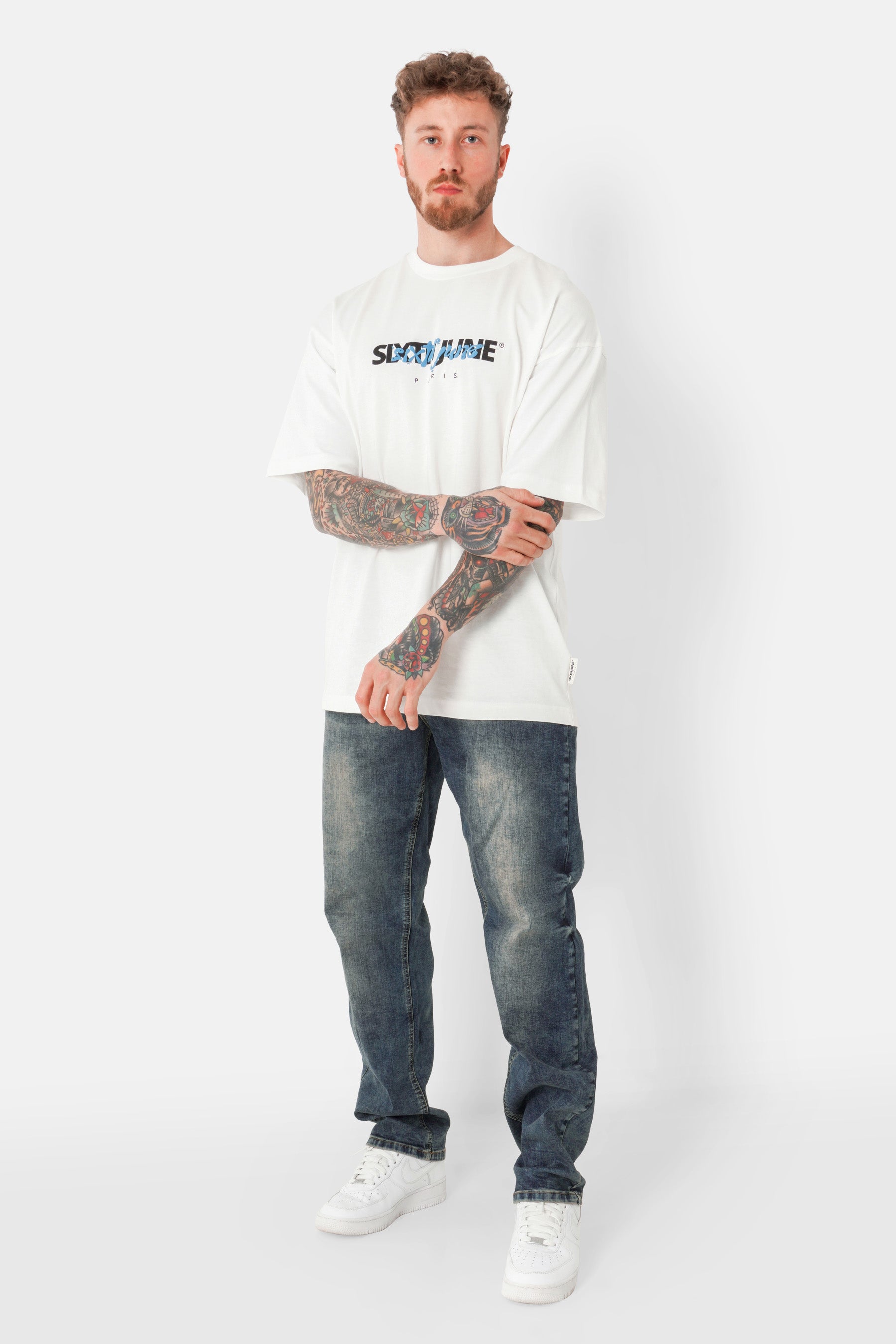 Jean délavé regular Bleu foncé