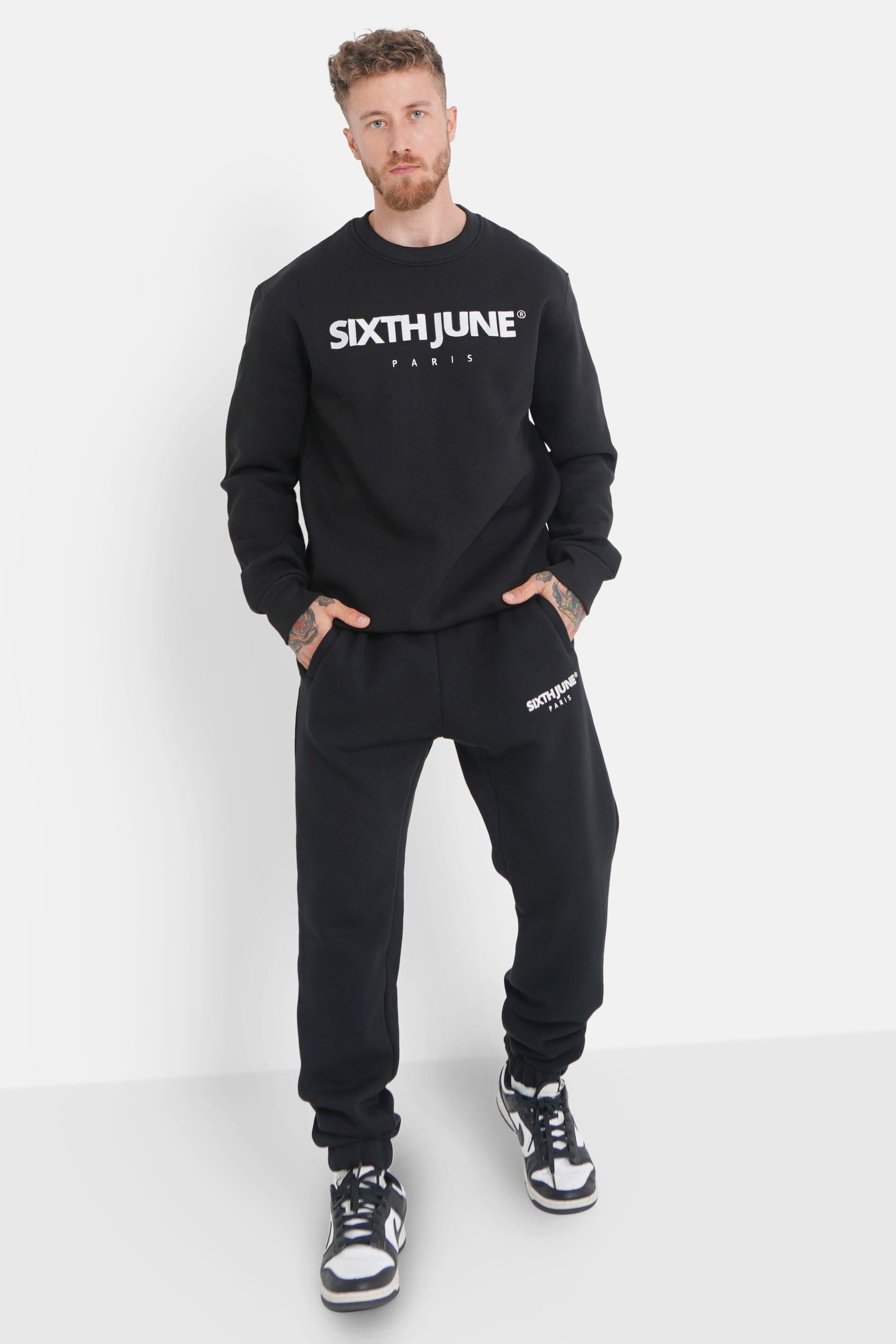 Sweatshirt molletonné logo brodé Noir