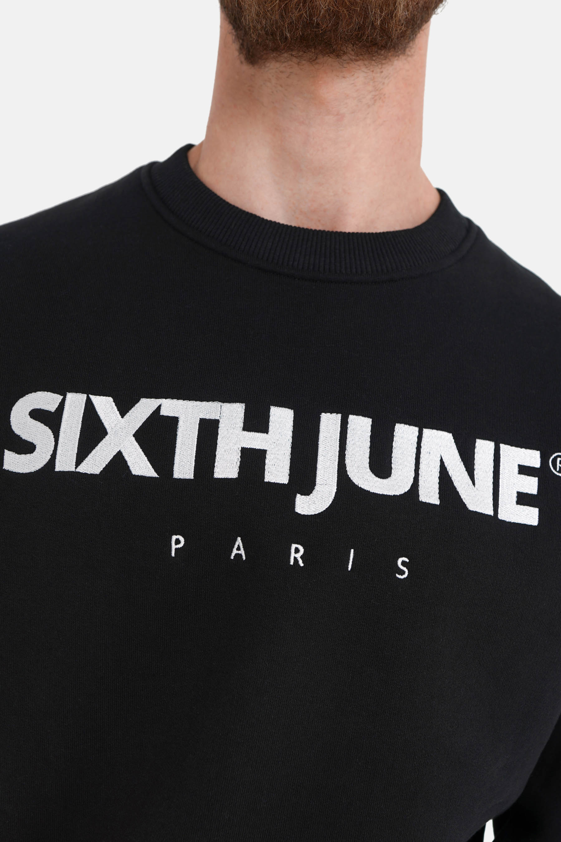 Sweatshirt molletonné logo brodé Noir