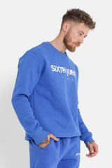 Fleece-Sweatshirt mit aufgesticktem Logo in Blau