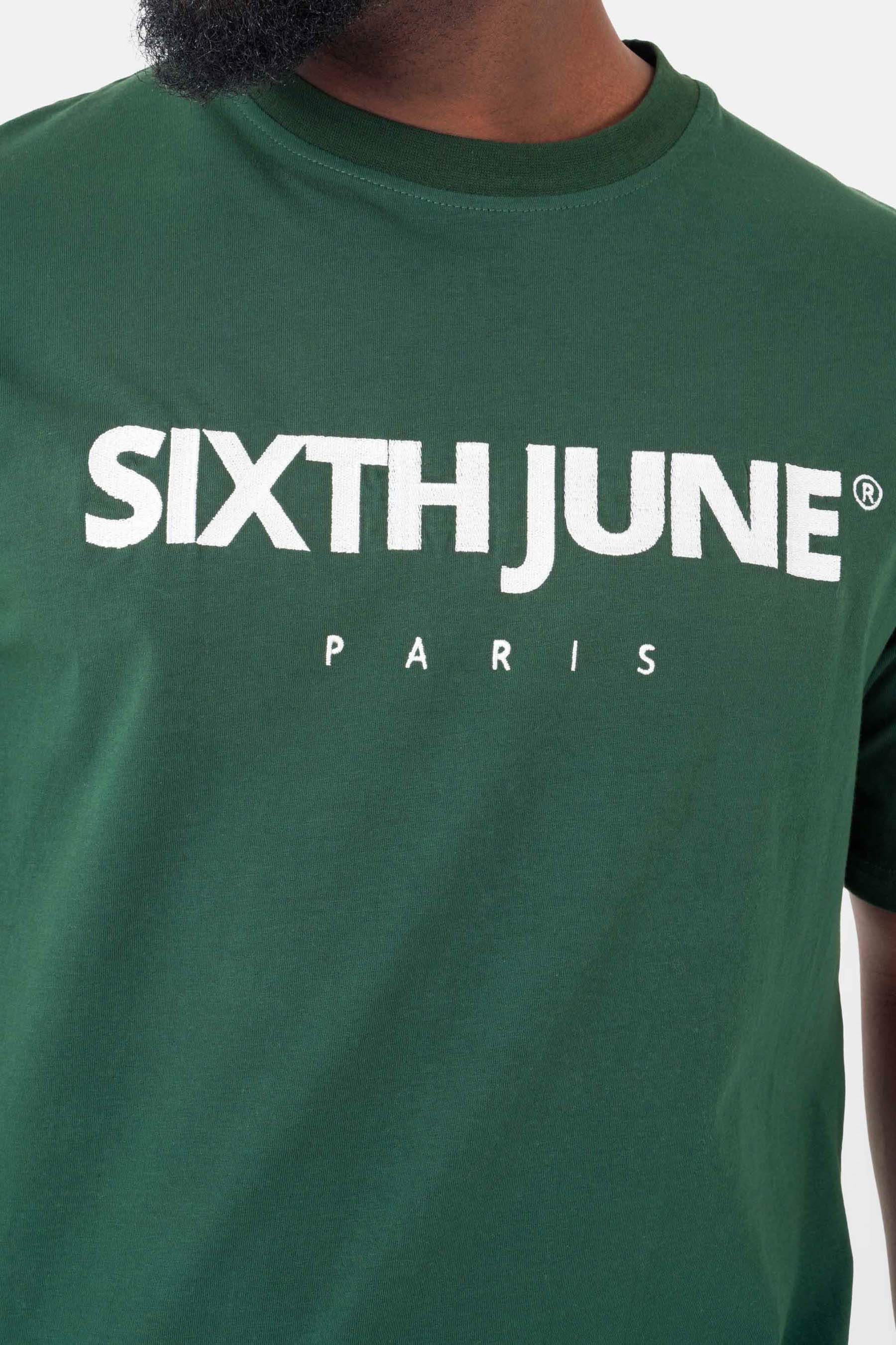 T-shirt broderie logo Paris Vert foncé