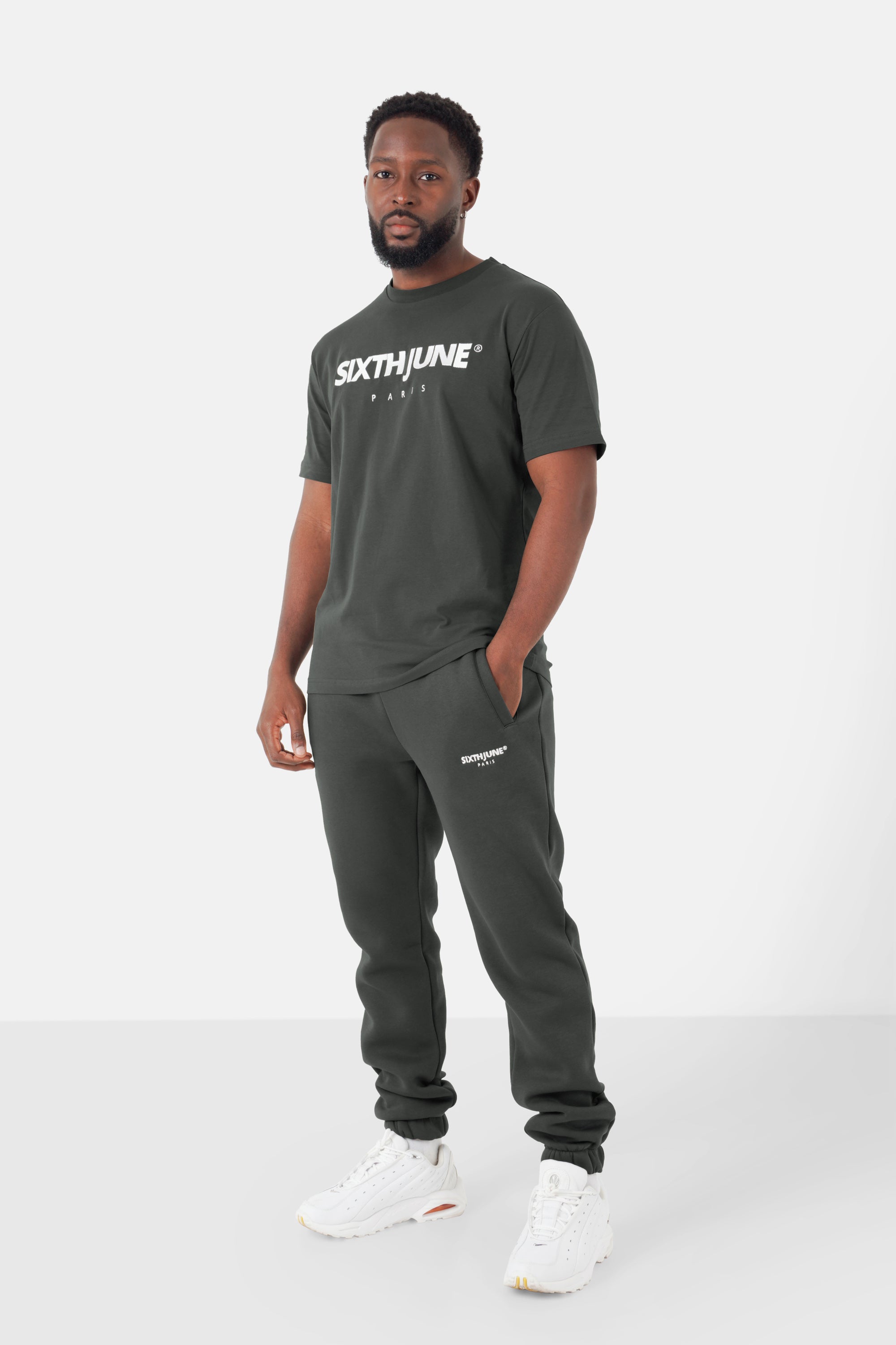 T-shirt broderie logo Paris Vert kaki