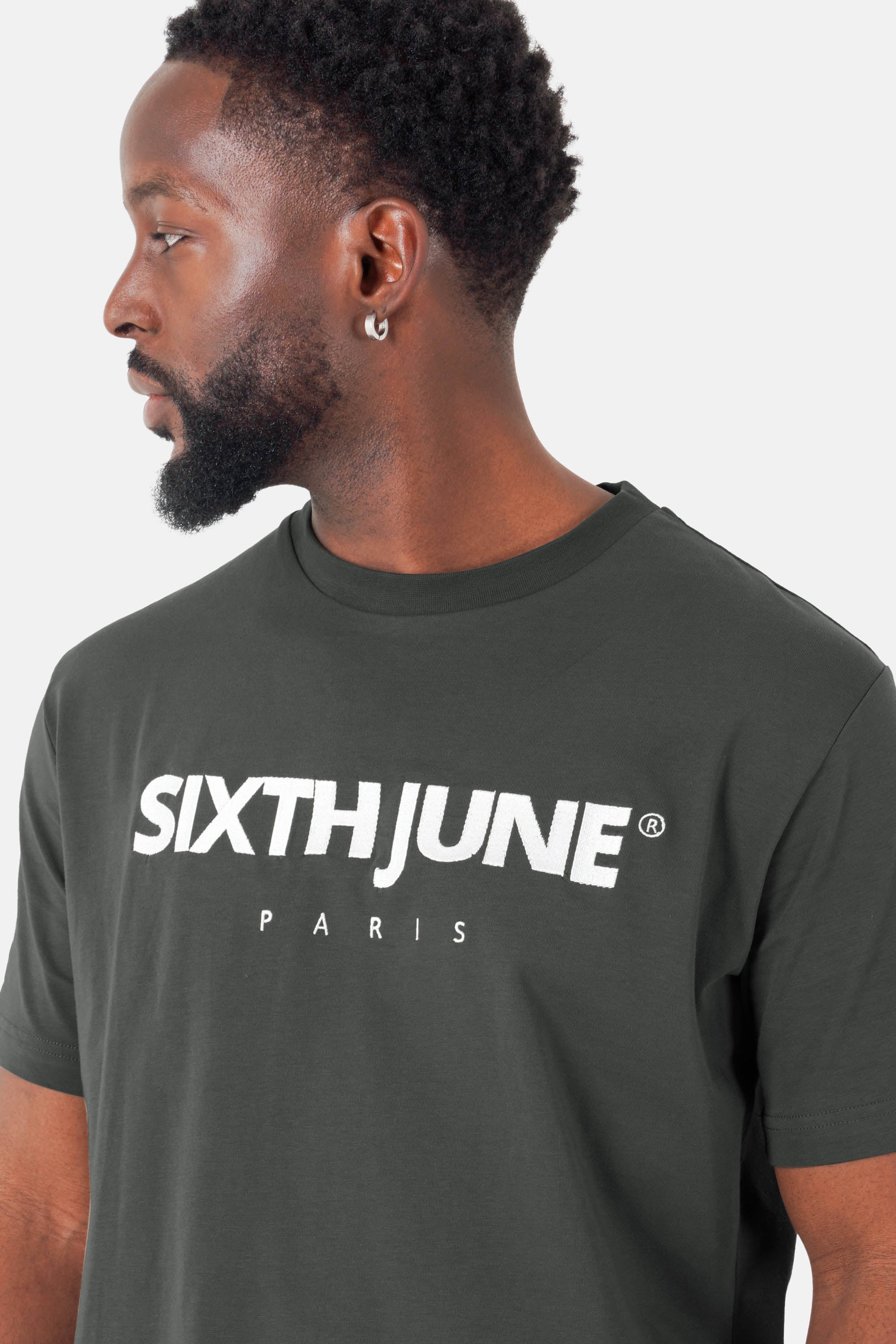 T-shirt broderie logo Paris Vert kaki