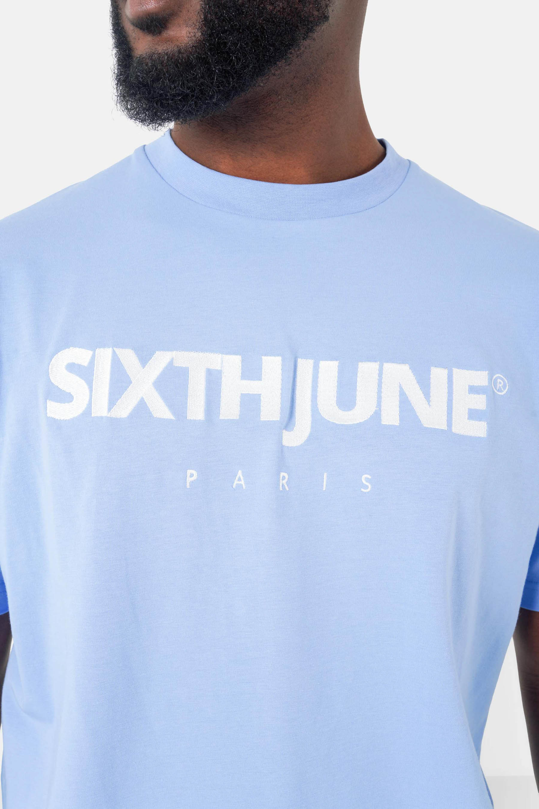T-shirt broderie logo Paris Bleu clair