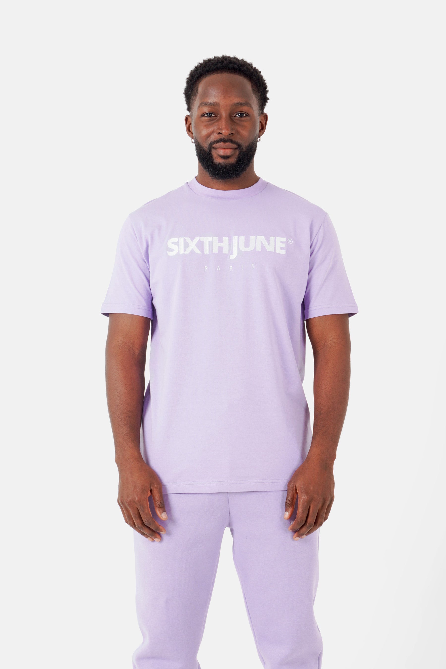 T-shirt broderie logo Paris Violet clair