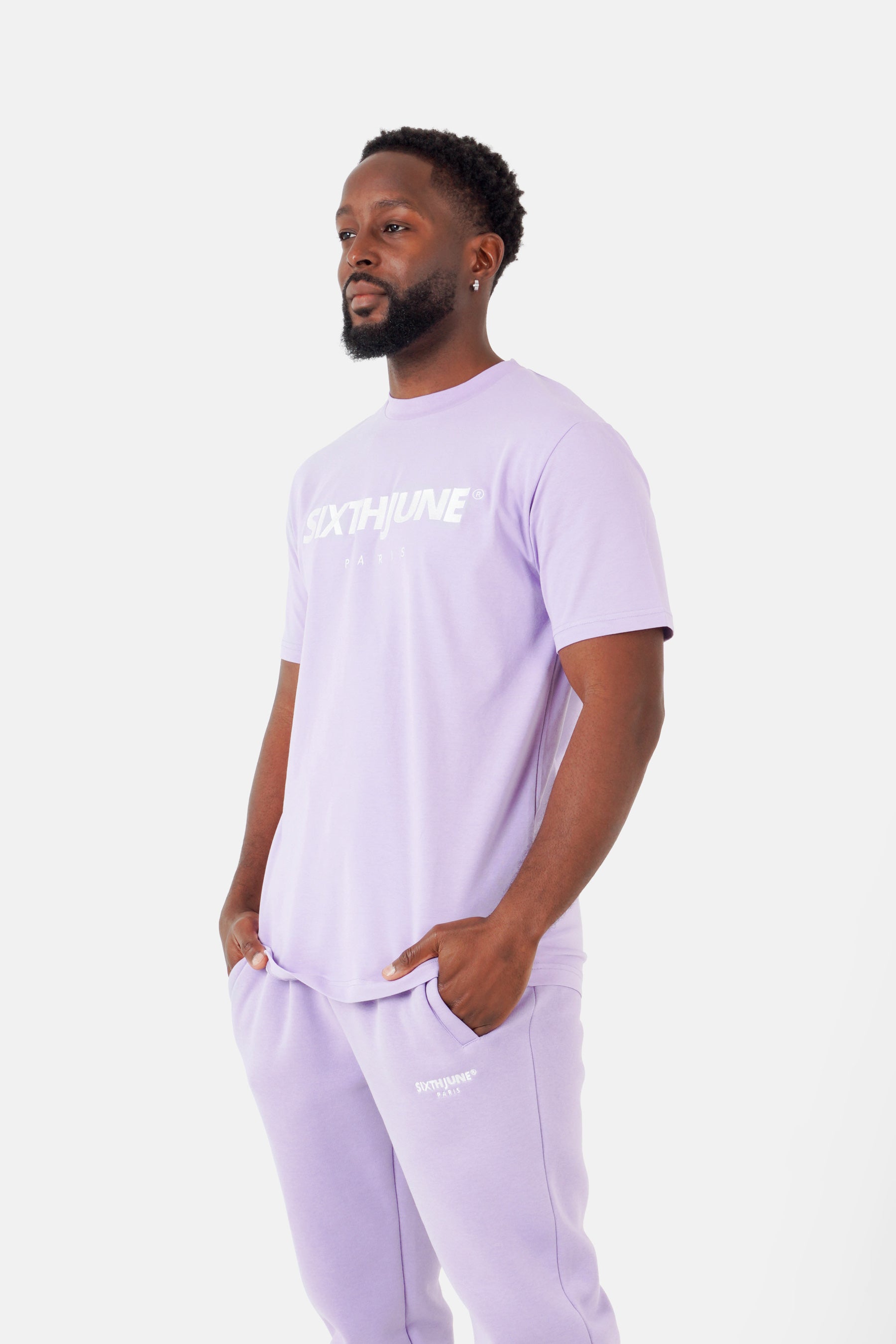 T-shirt broderie logo Paris Violet clair