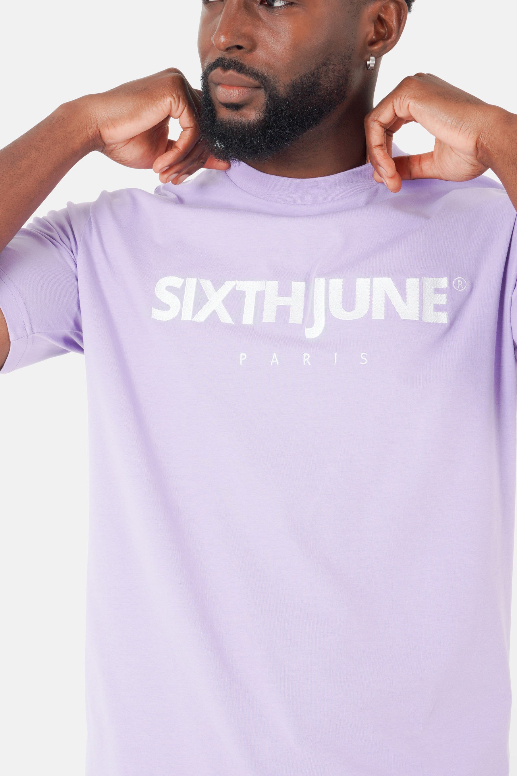 T-shirt broderie logo Paris Violet clair