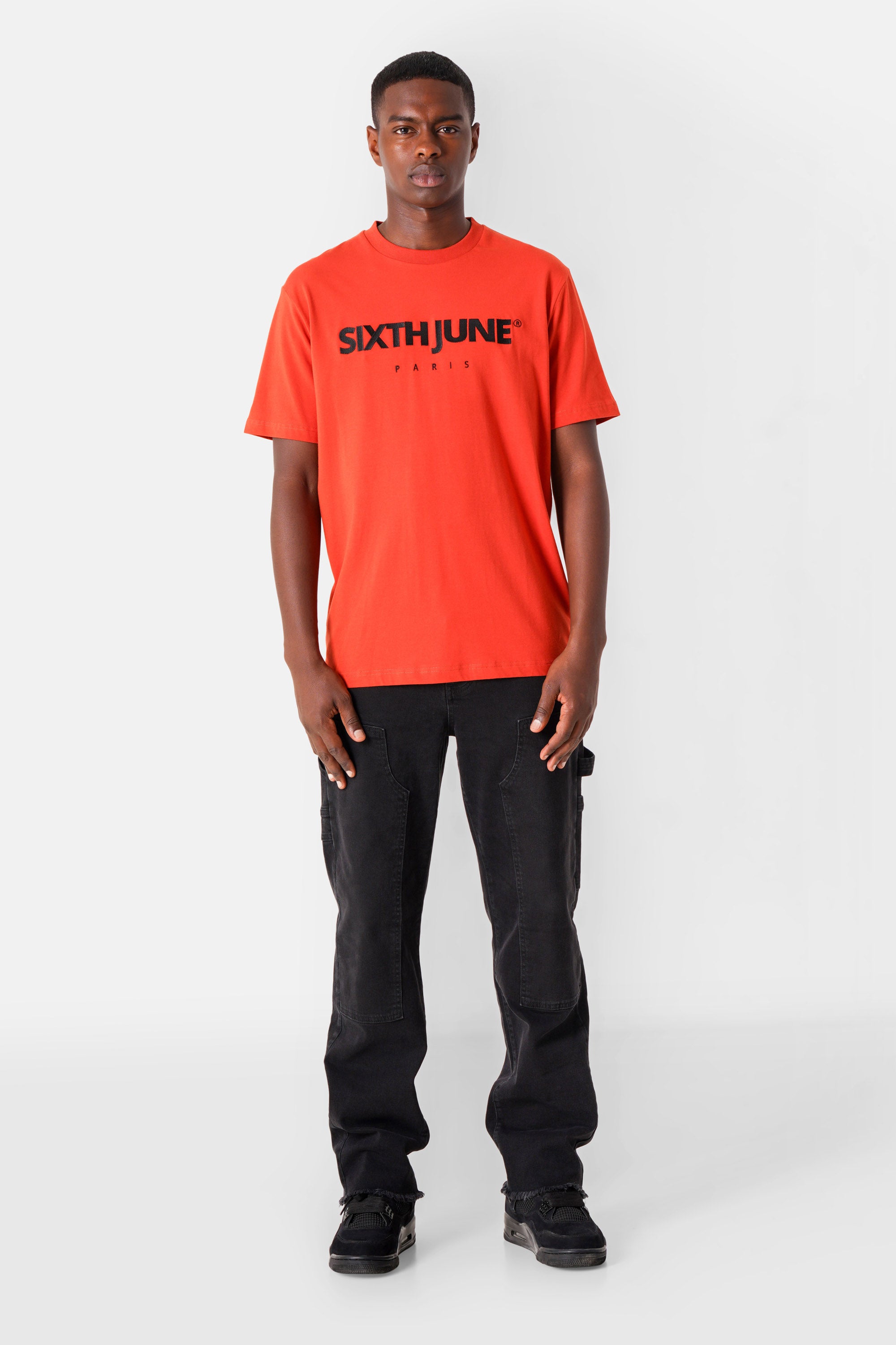 T-shirt logo brodé Paris Orange foncé