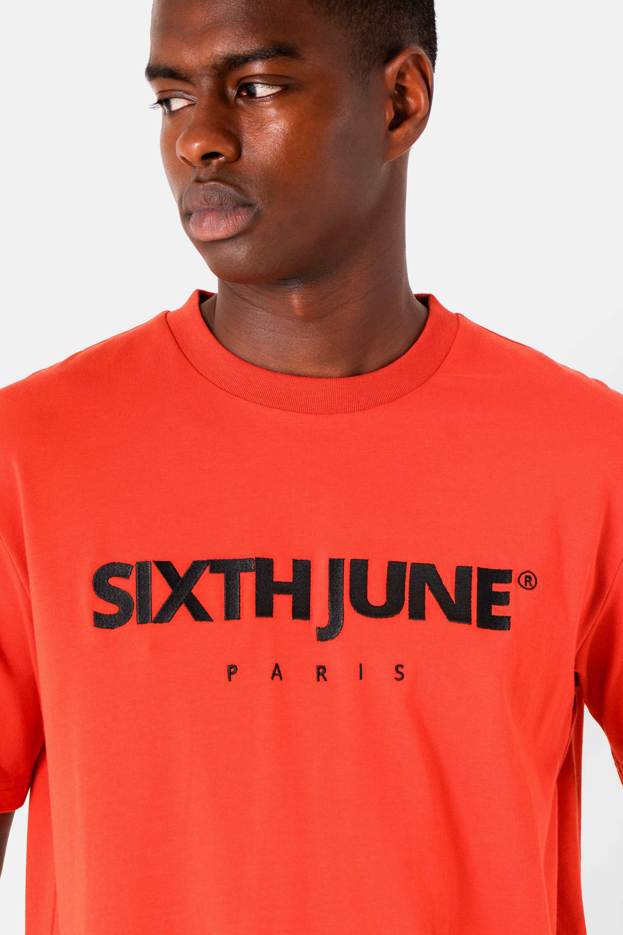 T-shirt logo brodé Paris Orange foncé