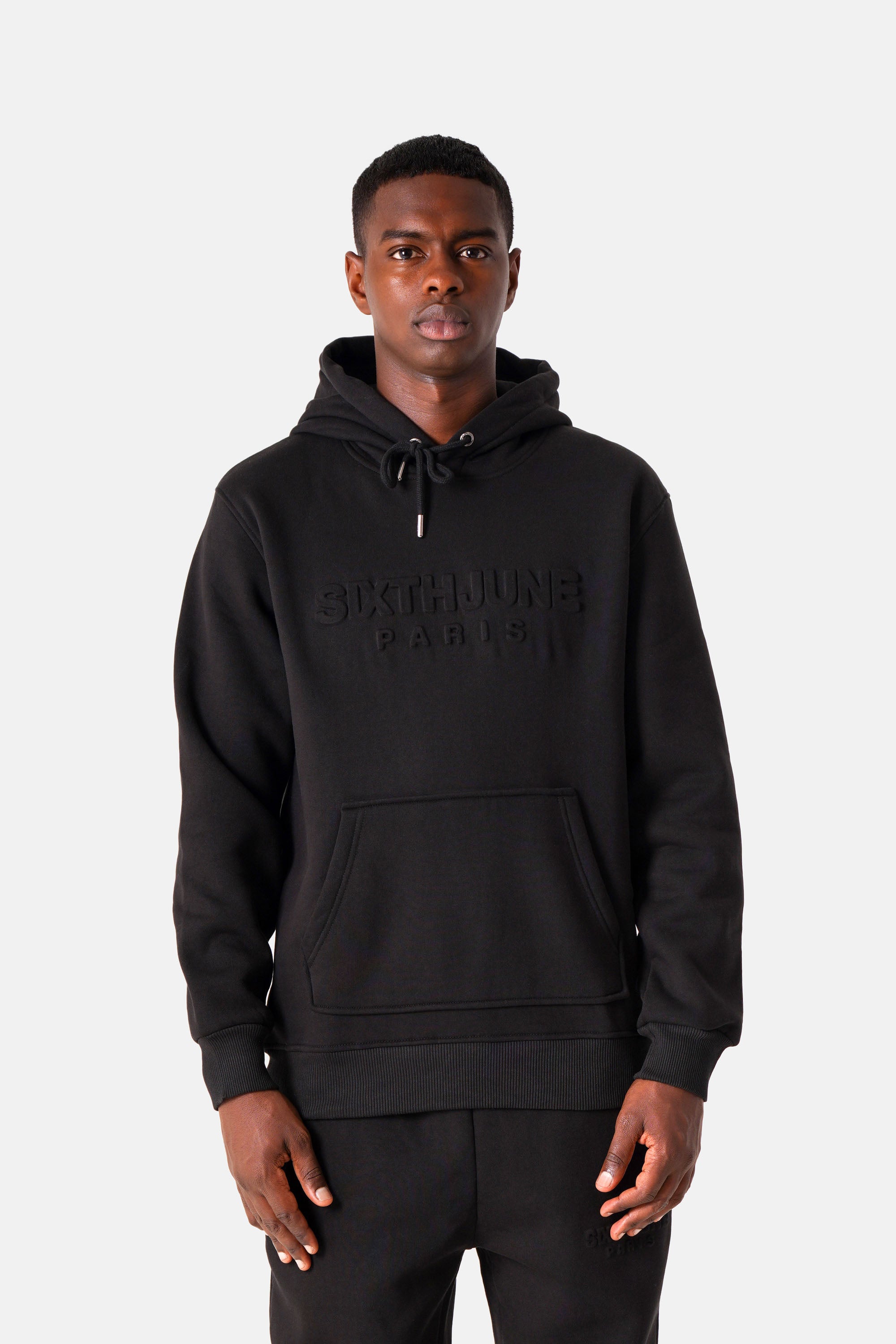 Geprägter Kapuzenpullover Schwarz