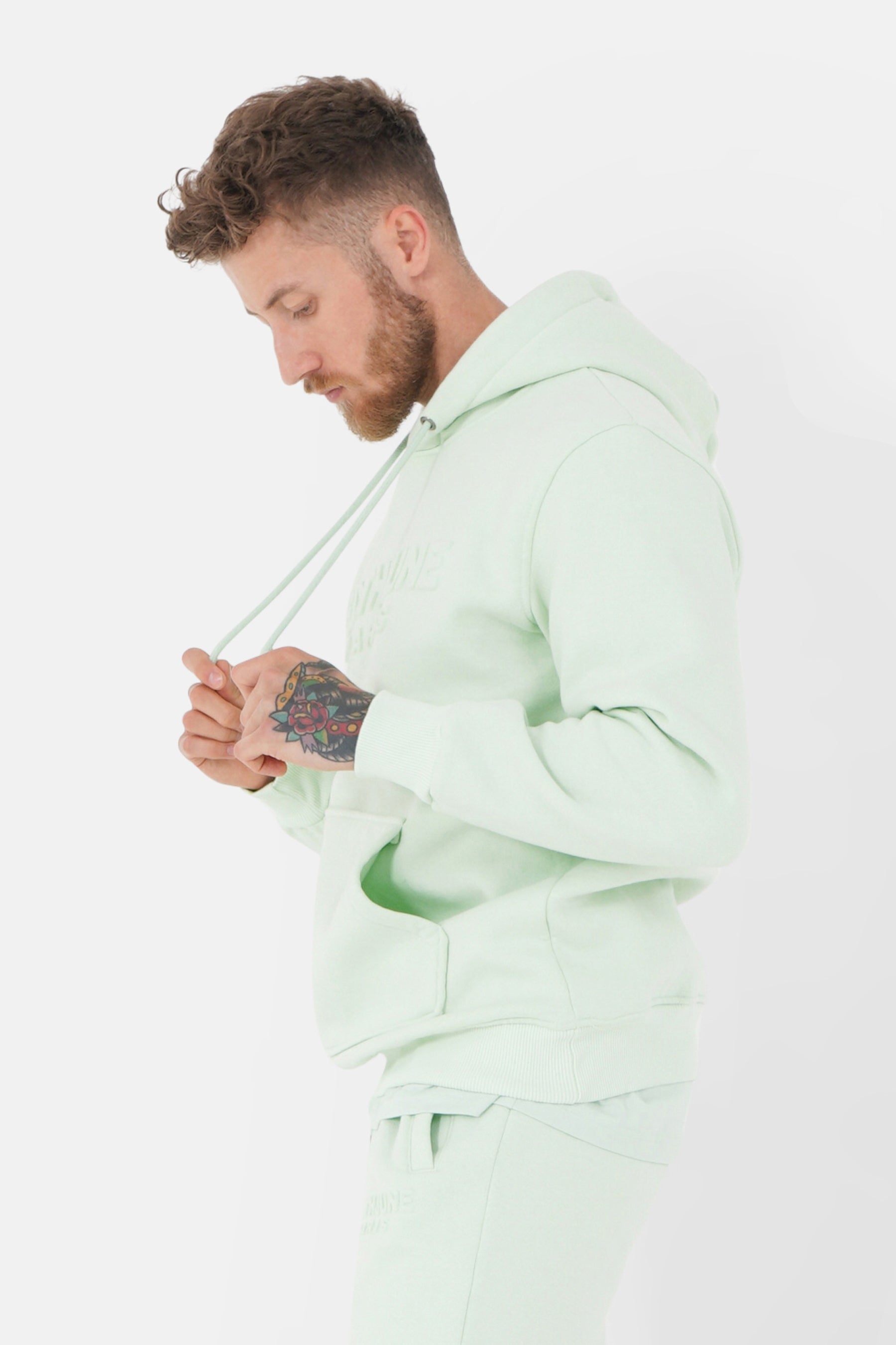 Sweatshirt capuche relief Vert clair