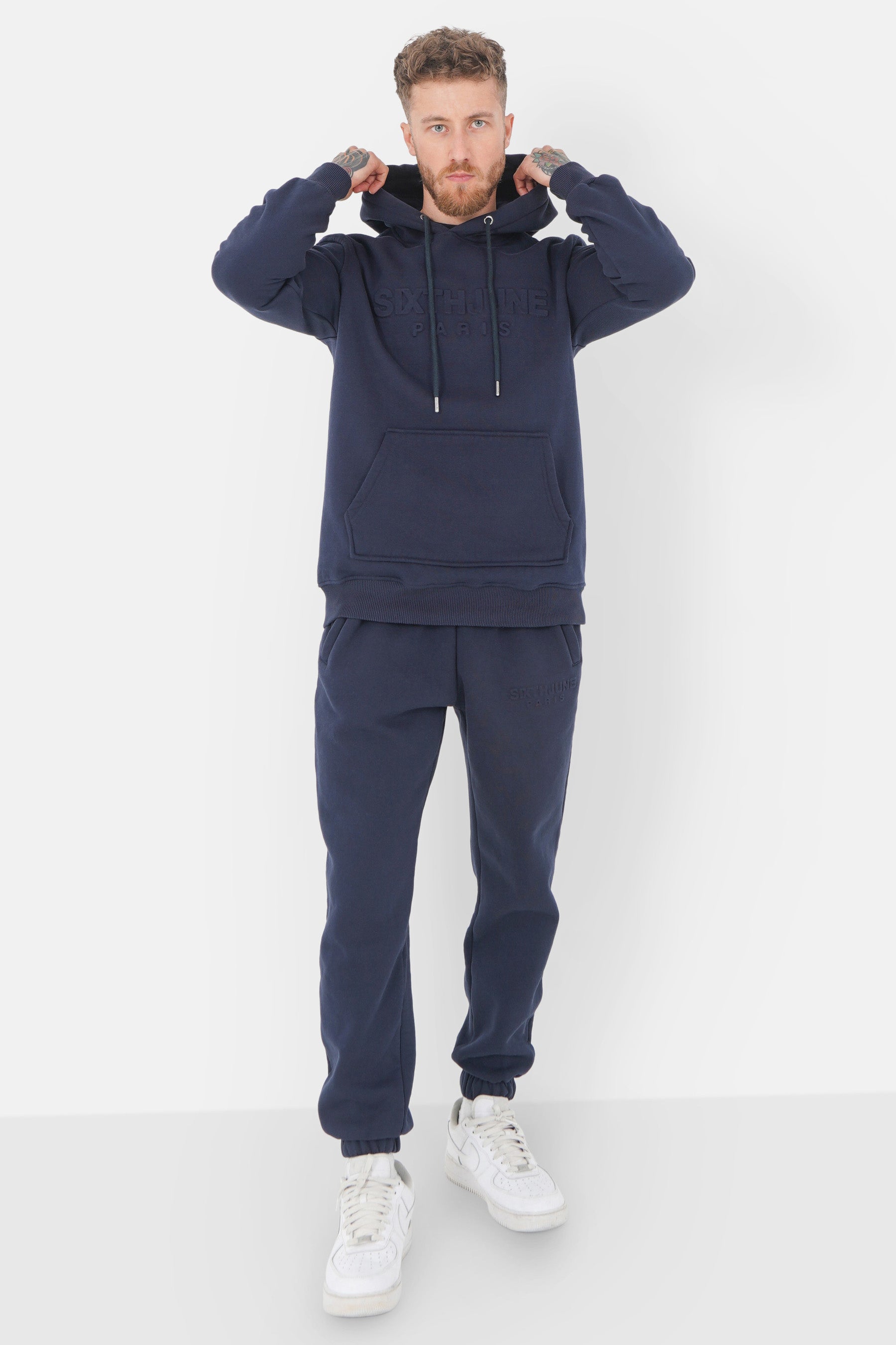 Embossed hoodie Navy